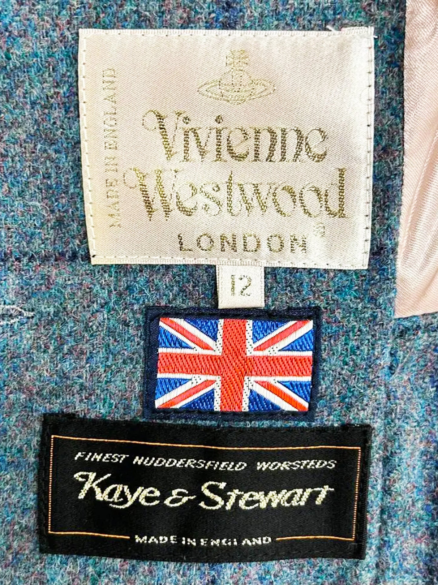 Vivienne Westwood 1990s Blue Wool Tweed Jacket and Skirt Set