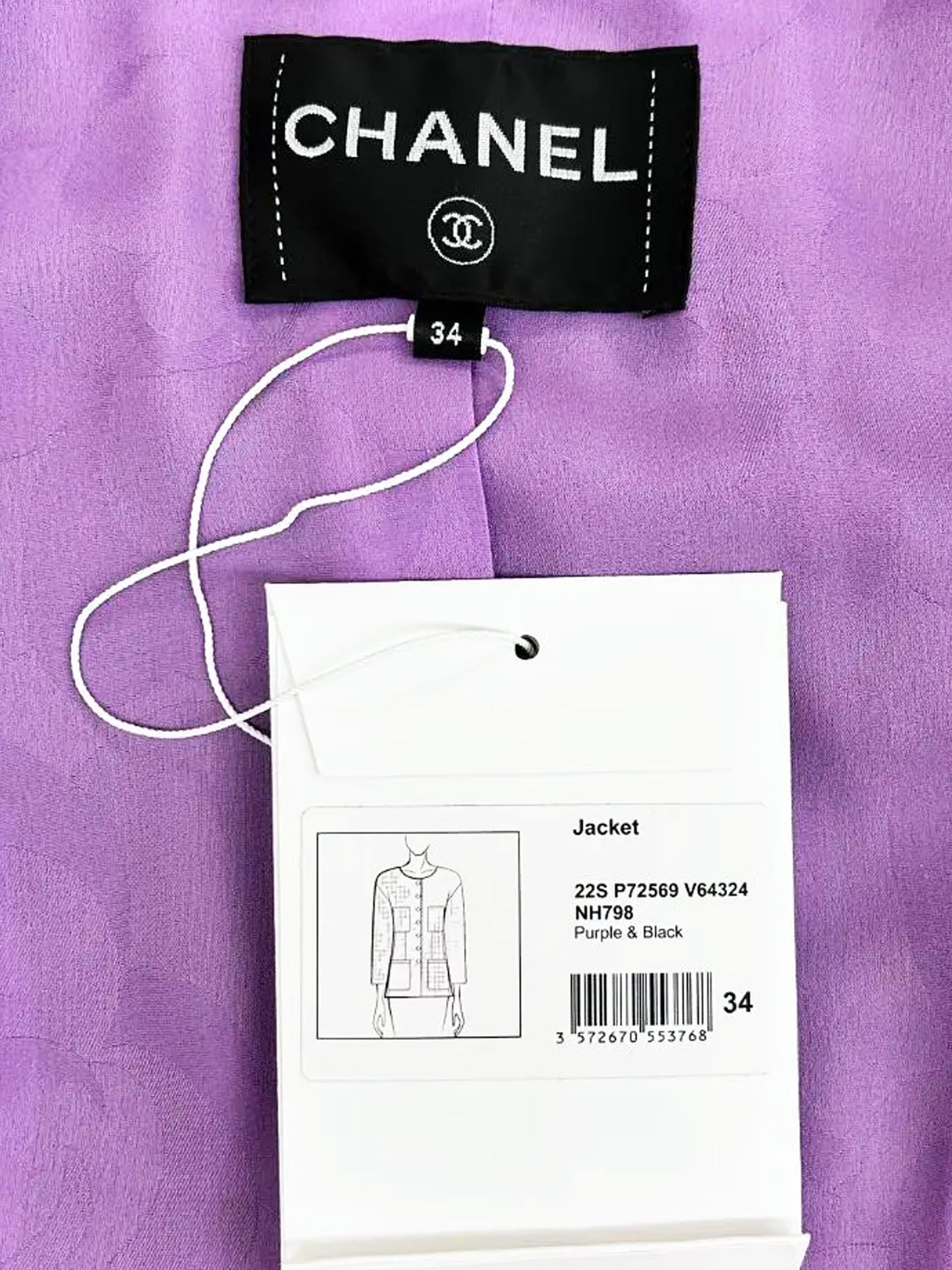 Chanel SS 2022 Purple Cotton Tweed Skirt and Jacket Suit