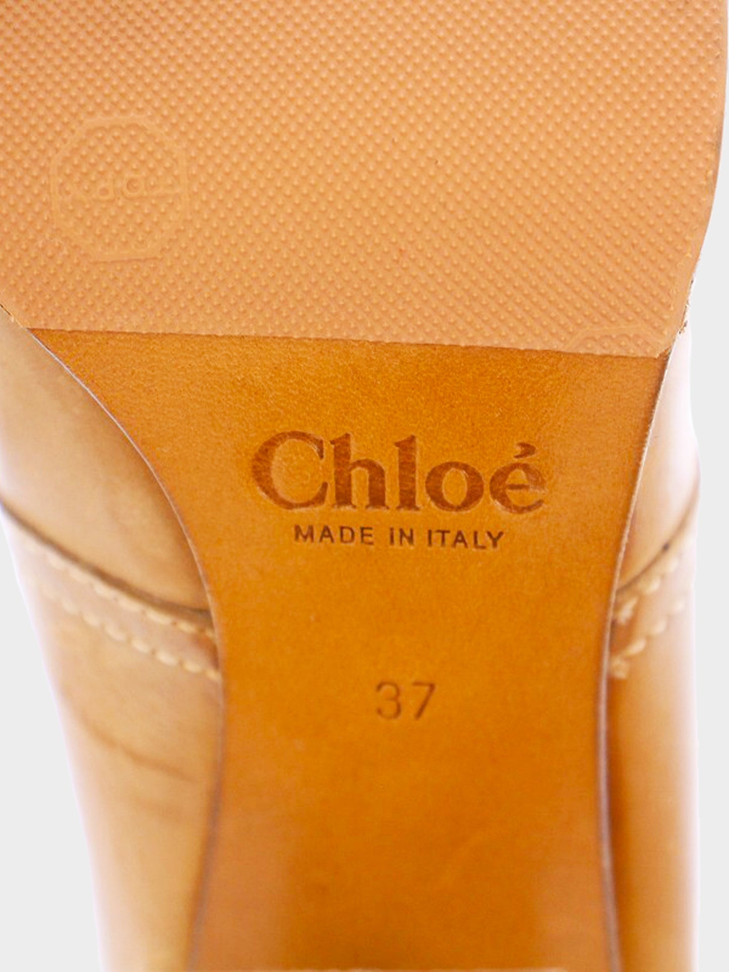 Chloé 2000s Beige Leather Lace-up Calf Boots