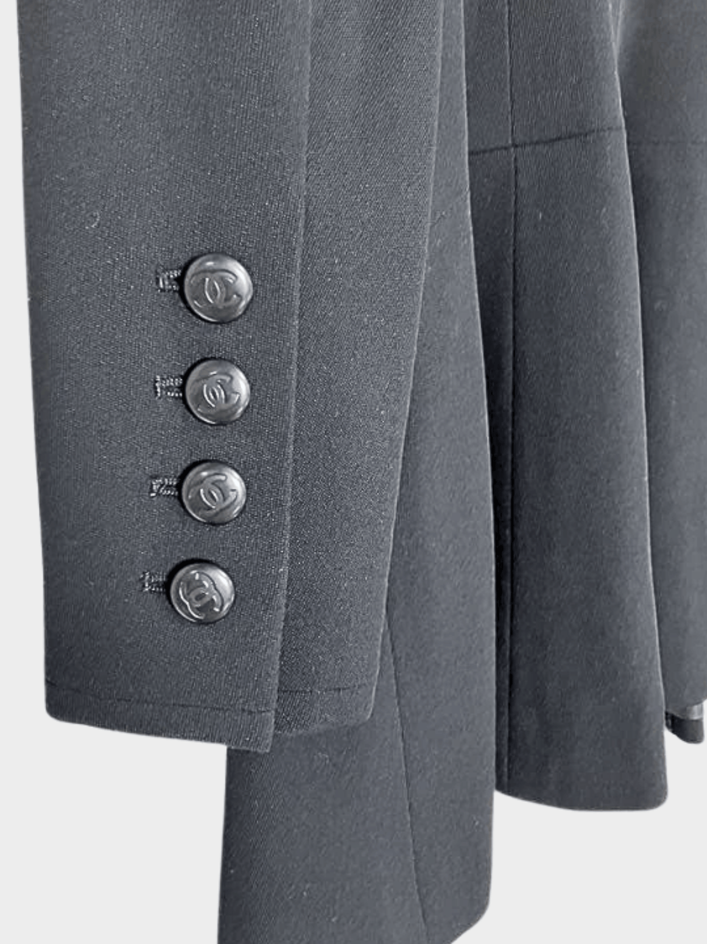 Chanel 1996 Black Ribbon Flared Coat