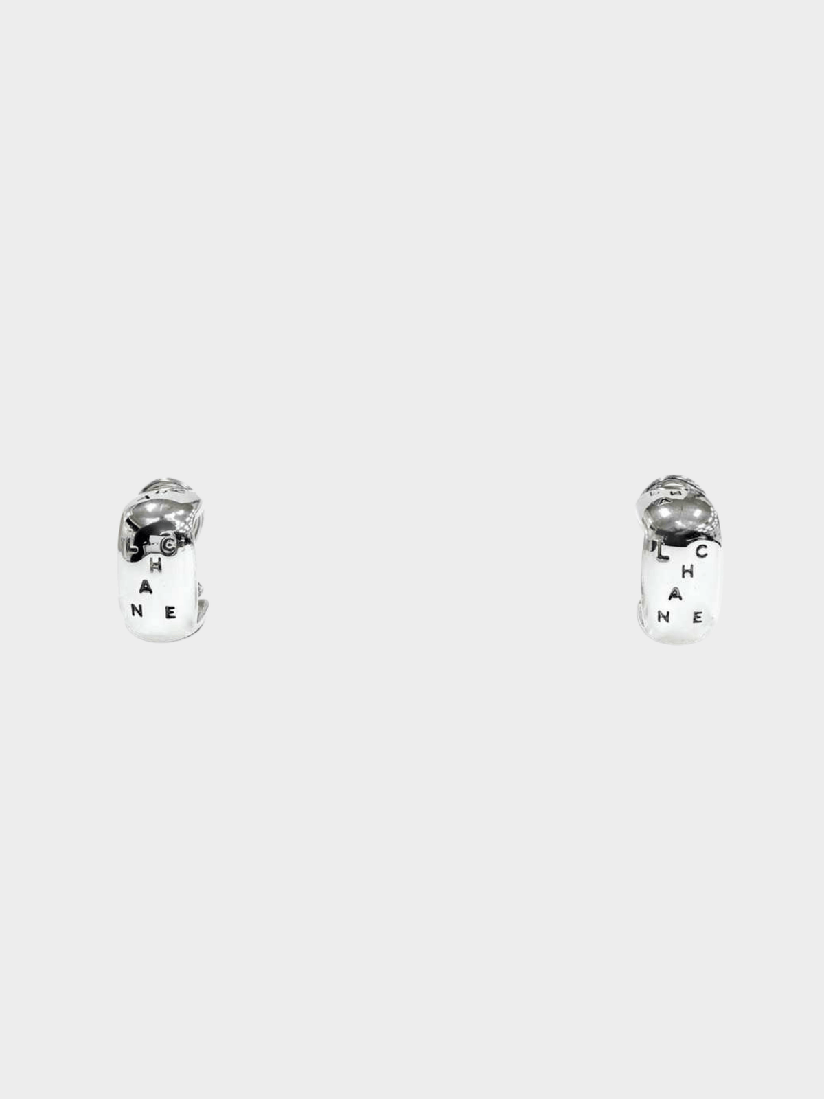 Chanel 2000s Silver Spell Out Earrings