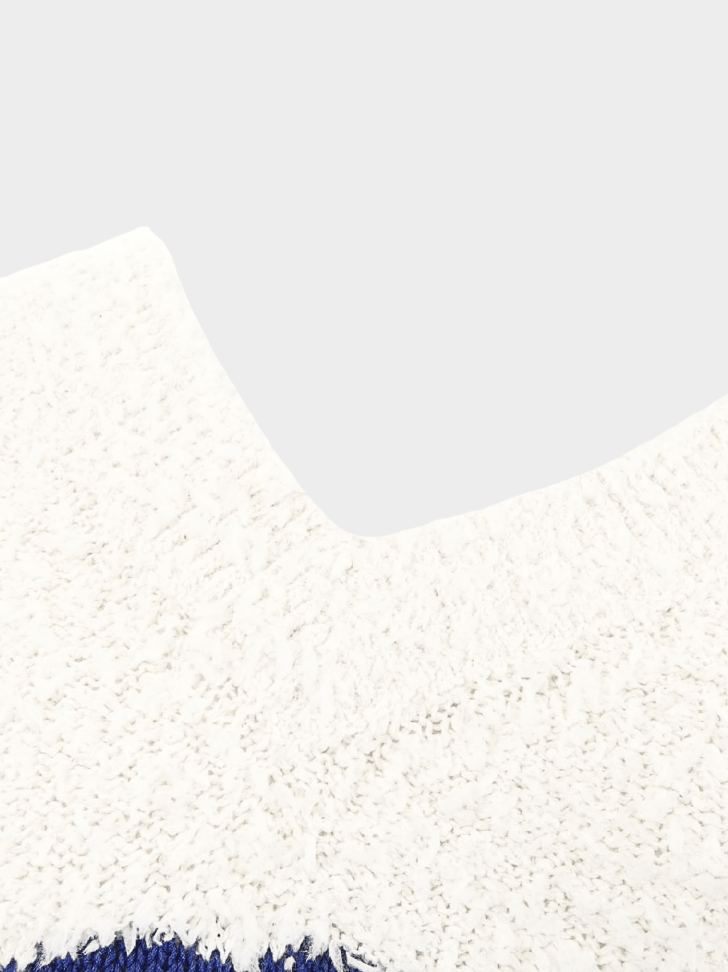 Chanel Pre-Spring 2019 Cream and Blue Cotton-Silk Blend Boucle Varsity Sweater