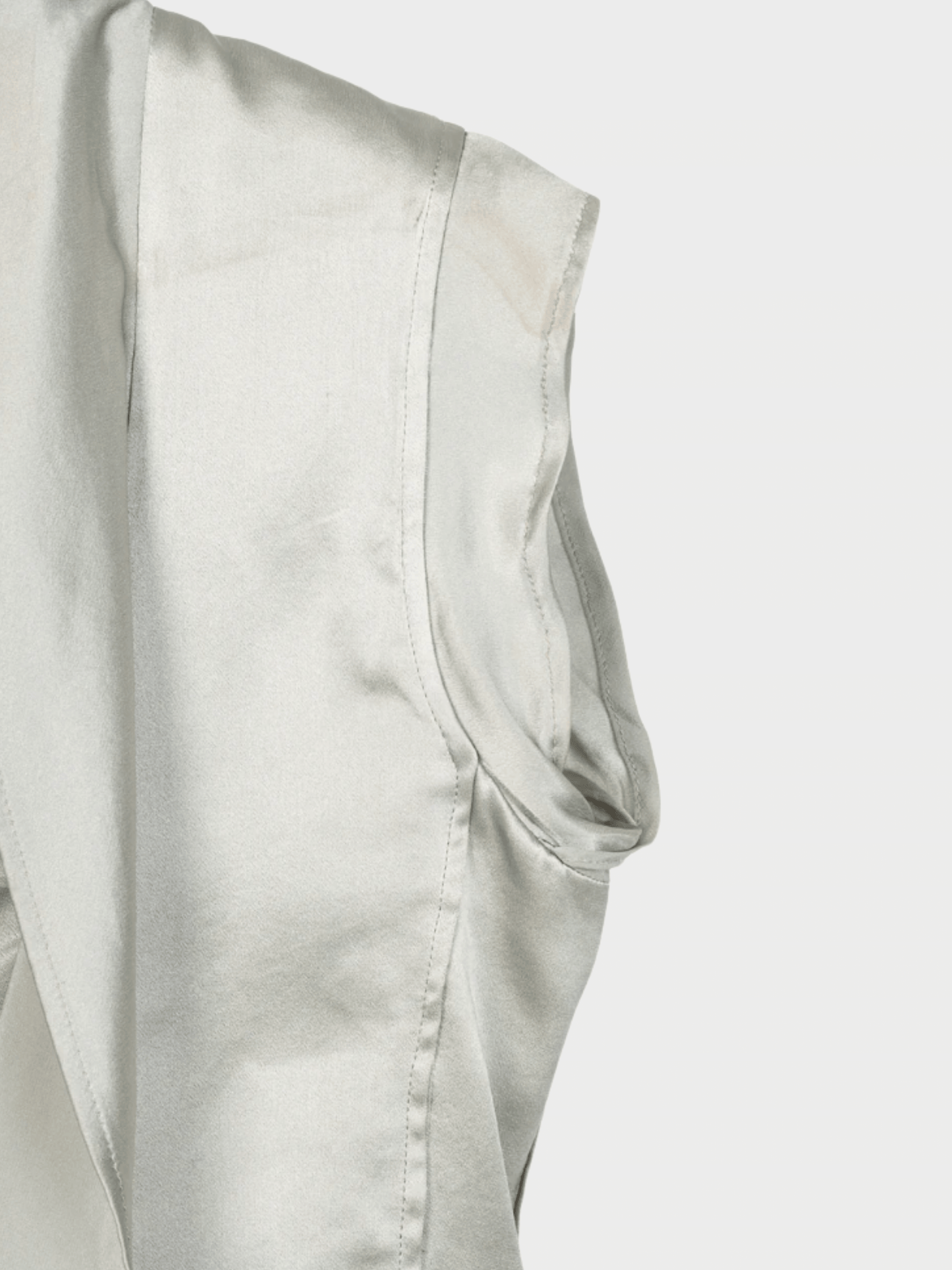 Yves Saint Laurent SS 2009 Grey Silk-Charmeuse Cowl Blouse