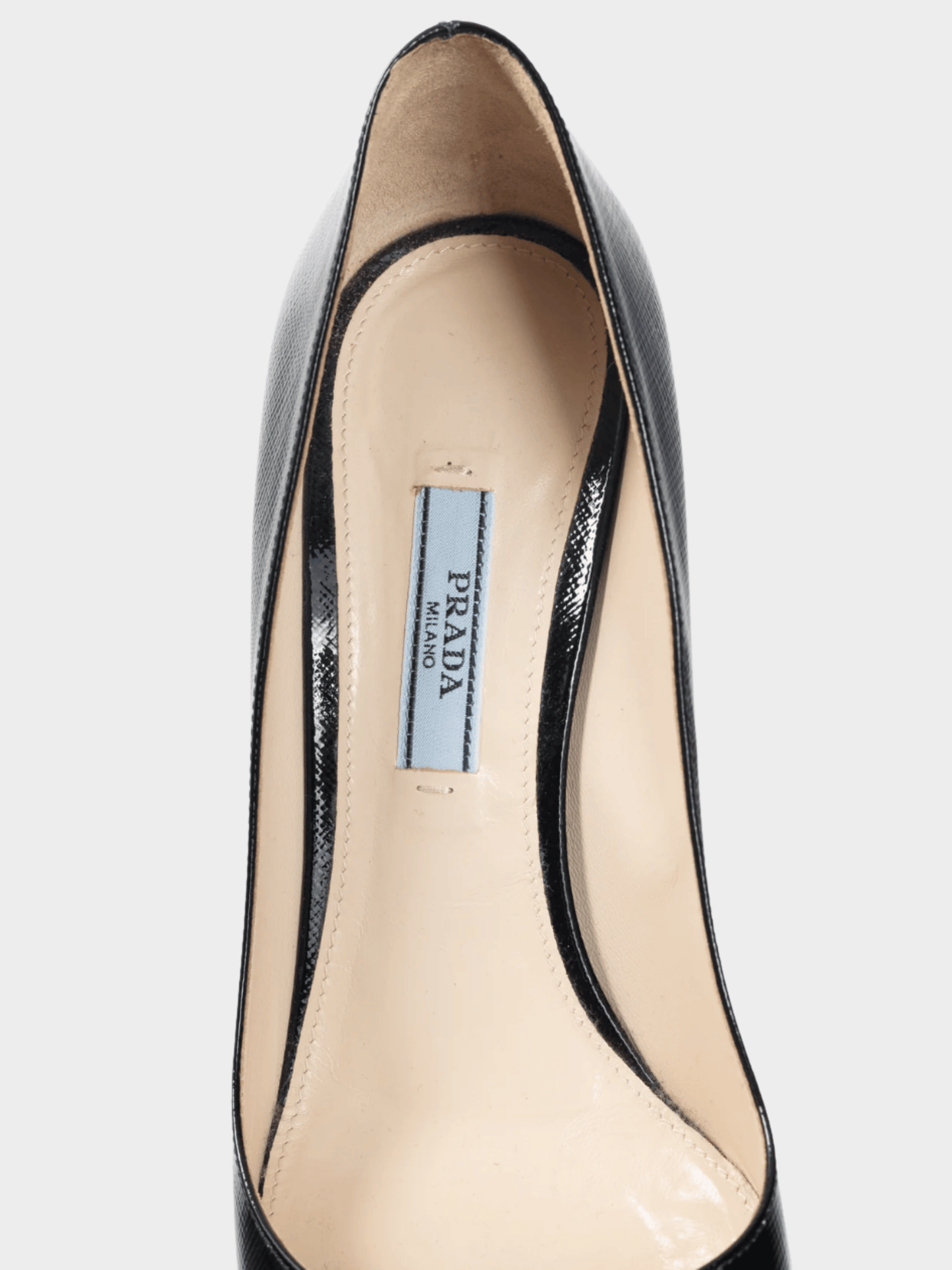 Prada 2010s Black Patent Saffiano-Texture Pointed-Toe Heels
