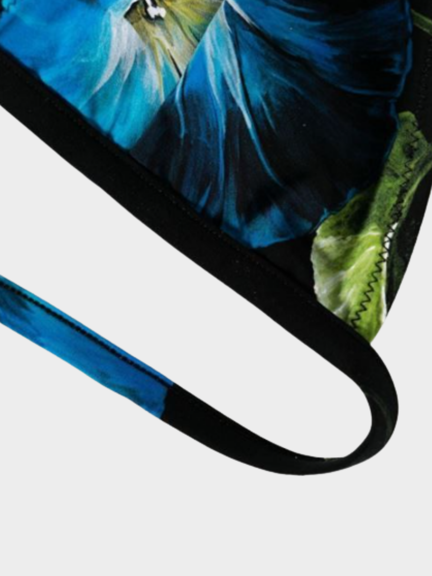 Dolce and Gabbana 2010s Black and Blue Floral Bikini