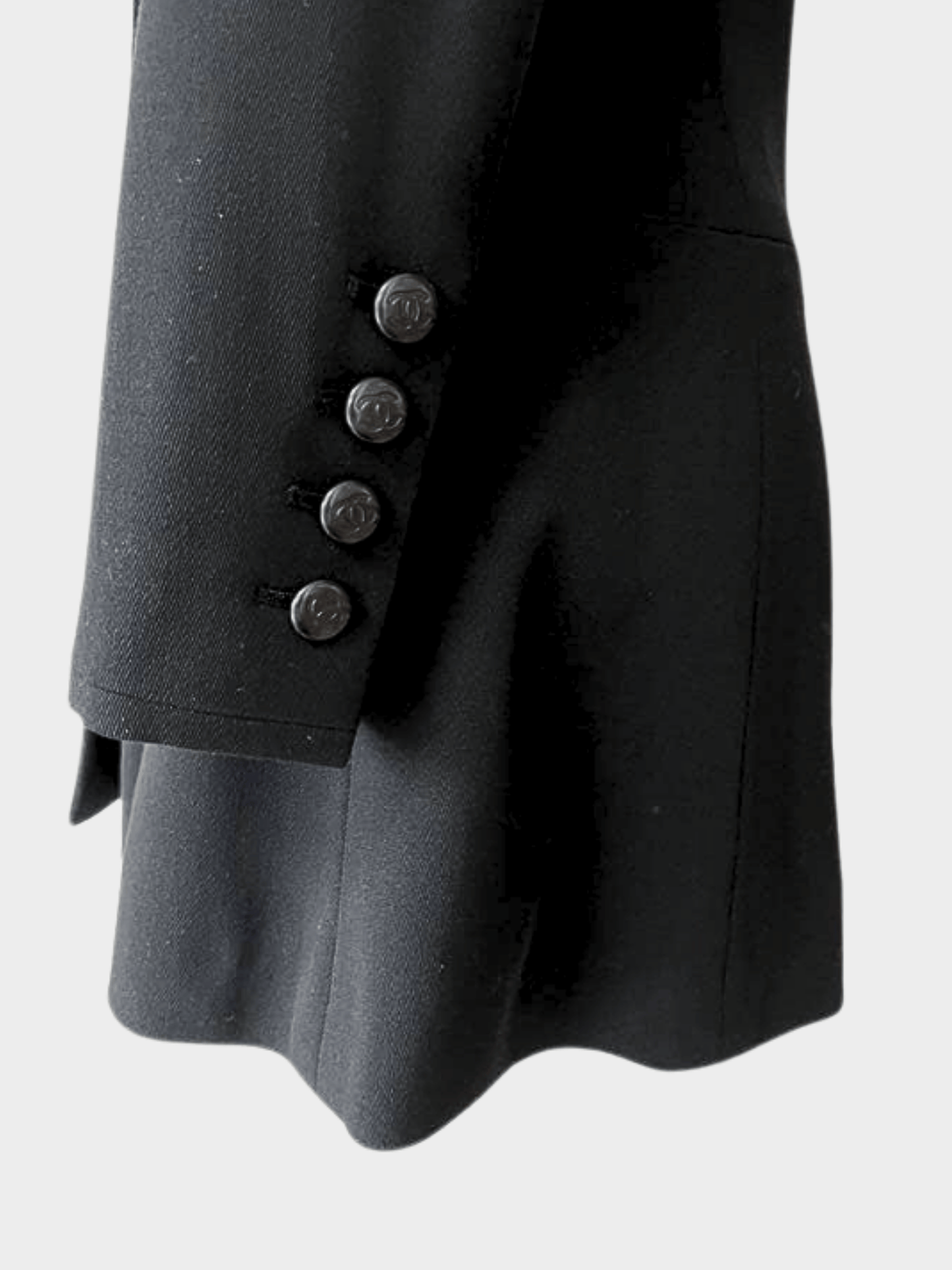 Chanel 1996 Black Ribbon Flared Coat