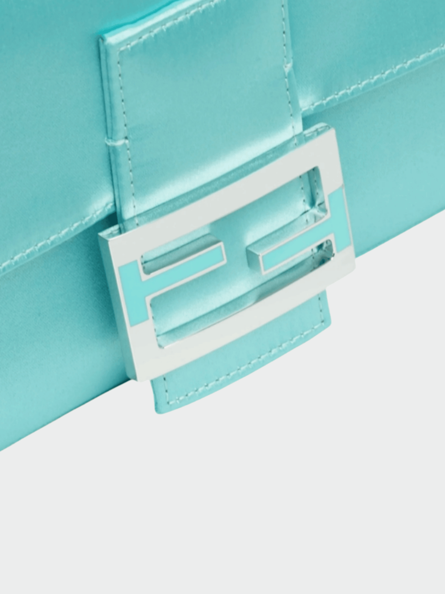 Fendi x Tiffany 2022 Tiffany Blue Satin Nappa Silver Baguette