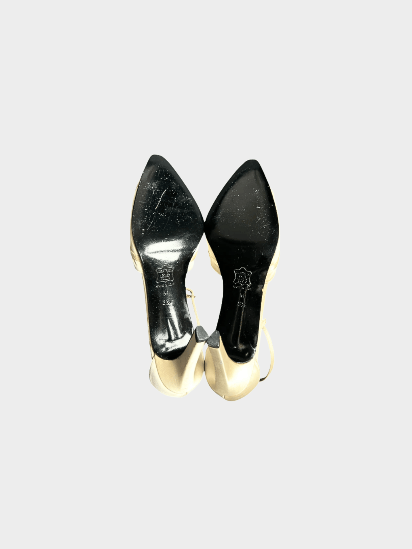 Yves Saint Laurent 2000s Cream Satin Bow Tie Heels