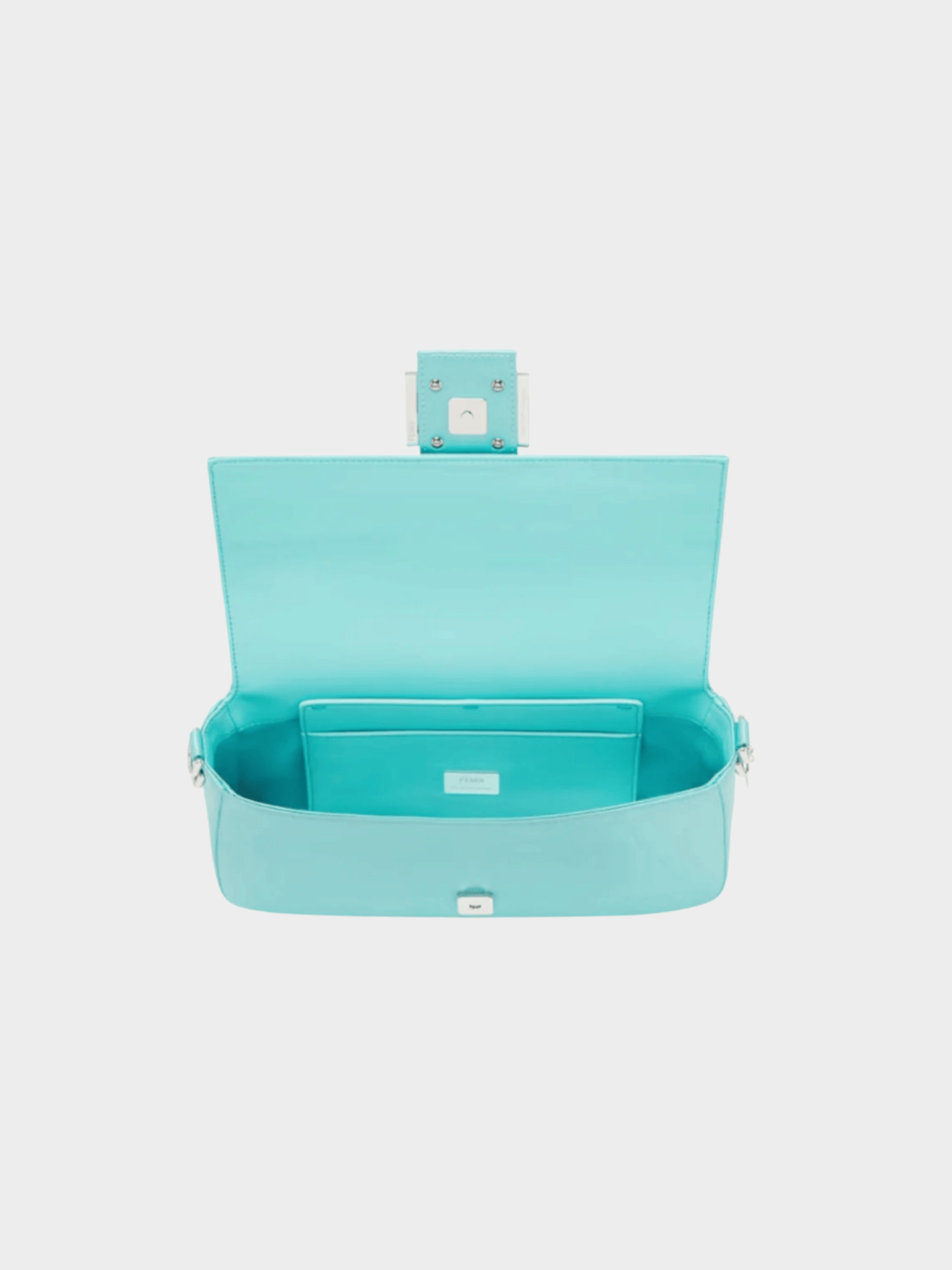 Fendi x Tiffany 2022 Tiffany Blue Satin Nappa Silver Baguette