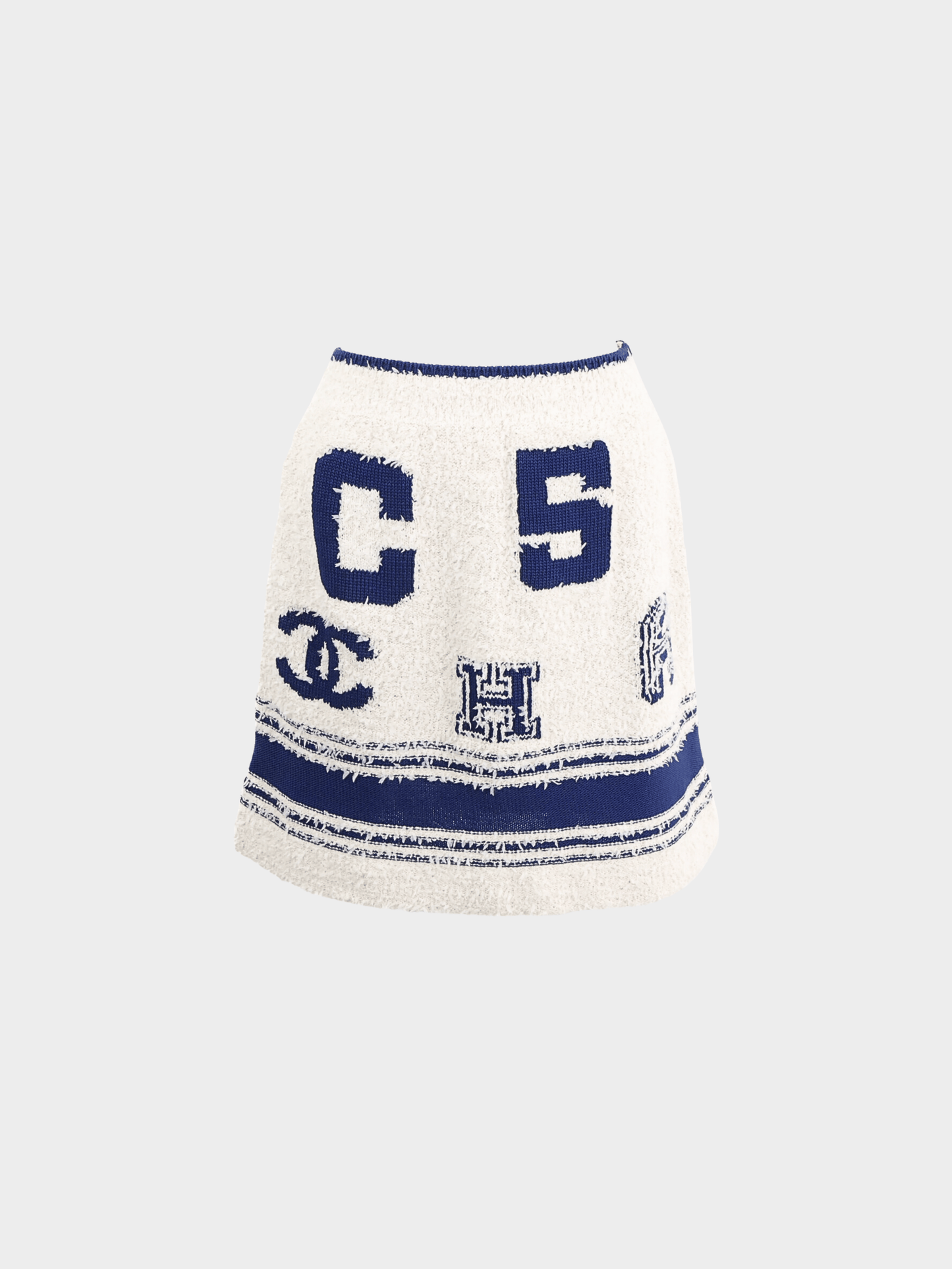 Chanel Pre-Spring 2019 Navy and Cream Shearling Mini Skirt