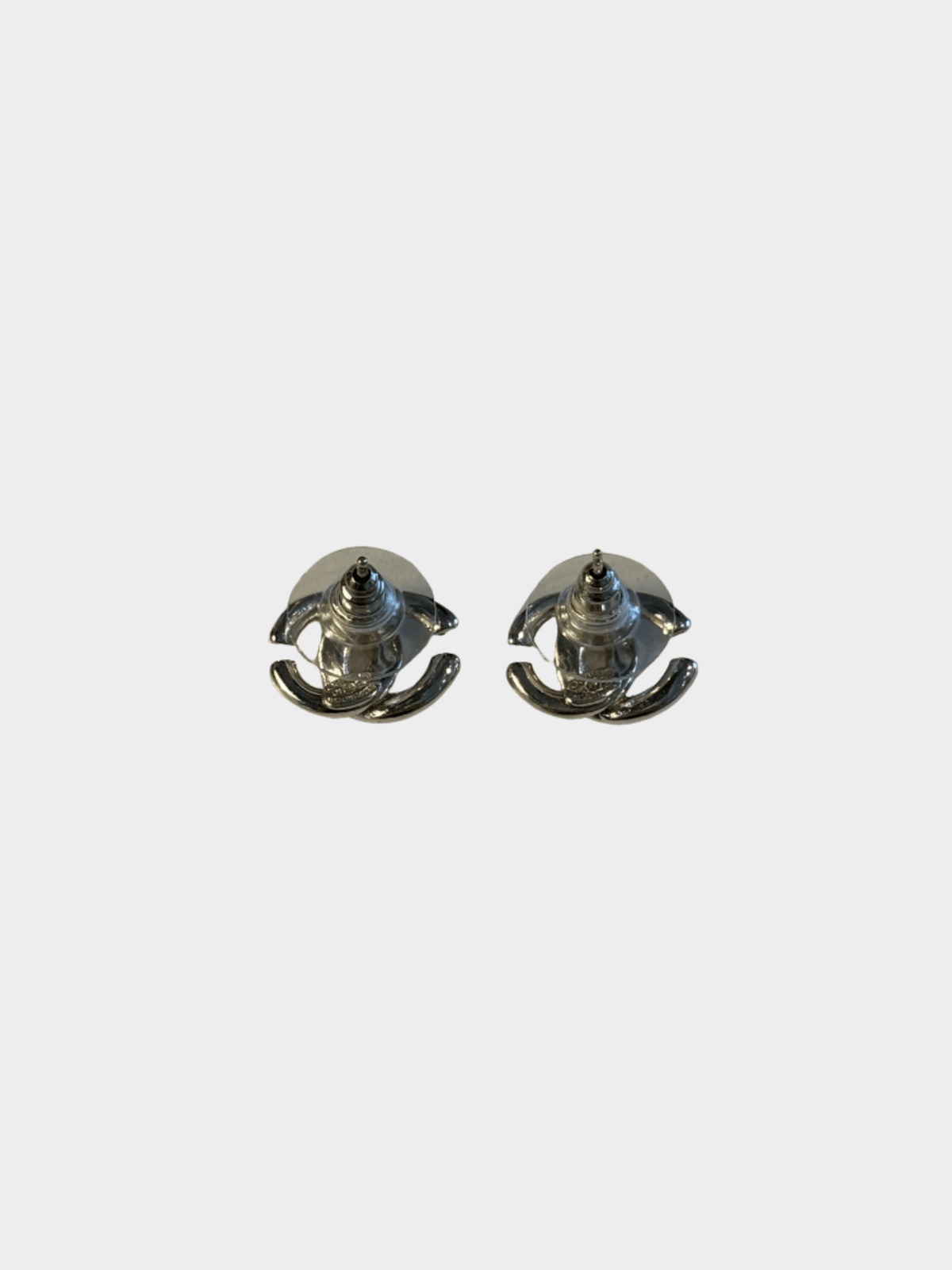 Chanel 2000s Silver Metal CC Earrings
