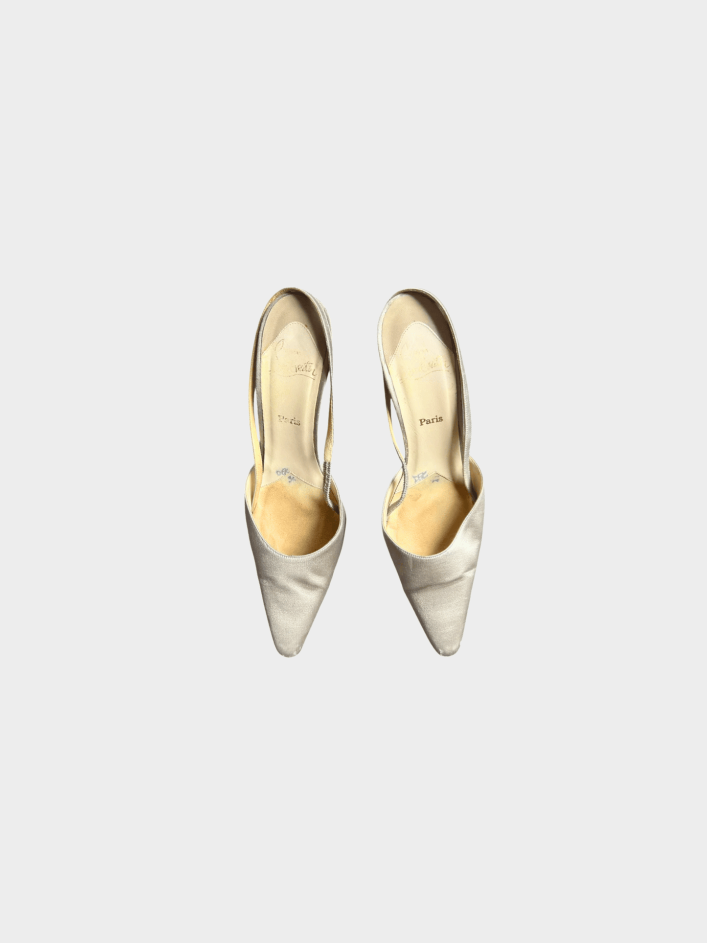 Christian Louboutin 2000s Grey Satin Slingback Heels