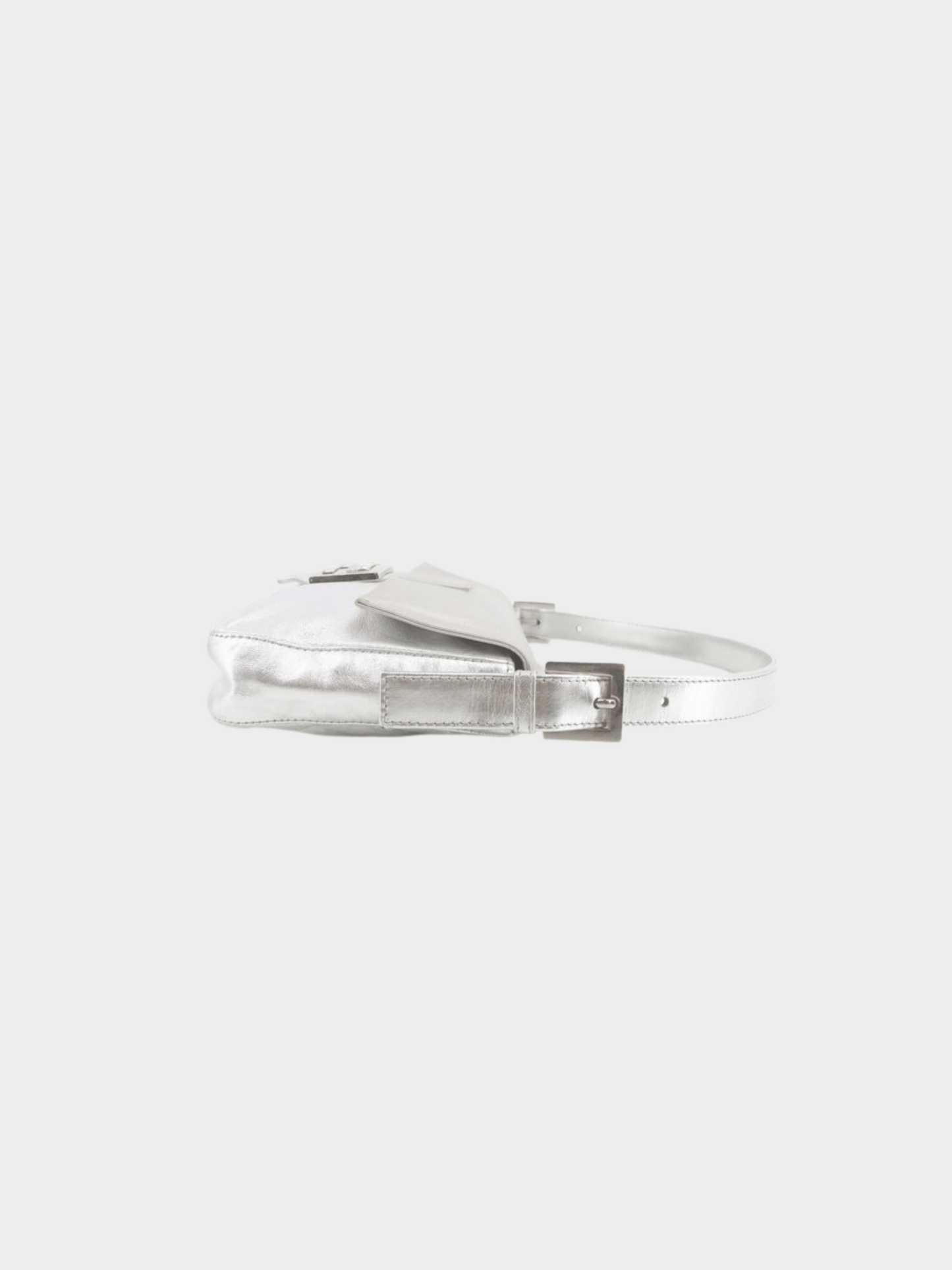 Fendi 2000s Metallic Silver Baguette