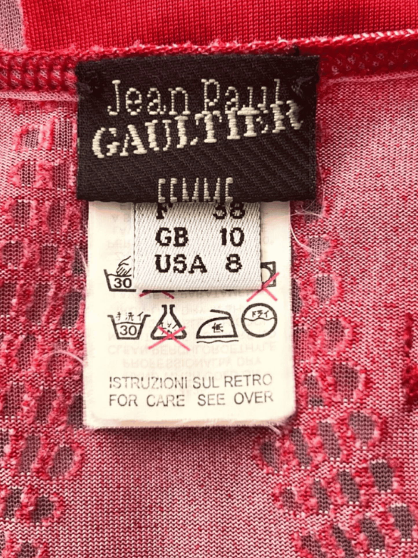 Jean Paul Gaultier SS 2001 Red Art Nouveau Sheer Cutout Tank Dress