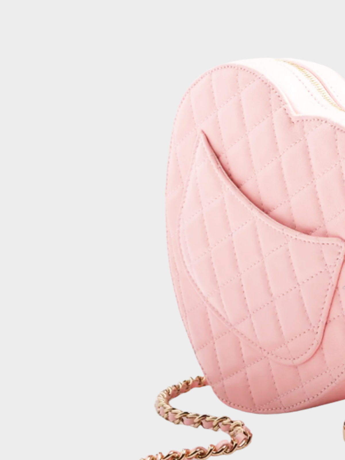 Chanel 2025 Baby Pink Lambskin Quilted CC In Love Mini Heart Bag