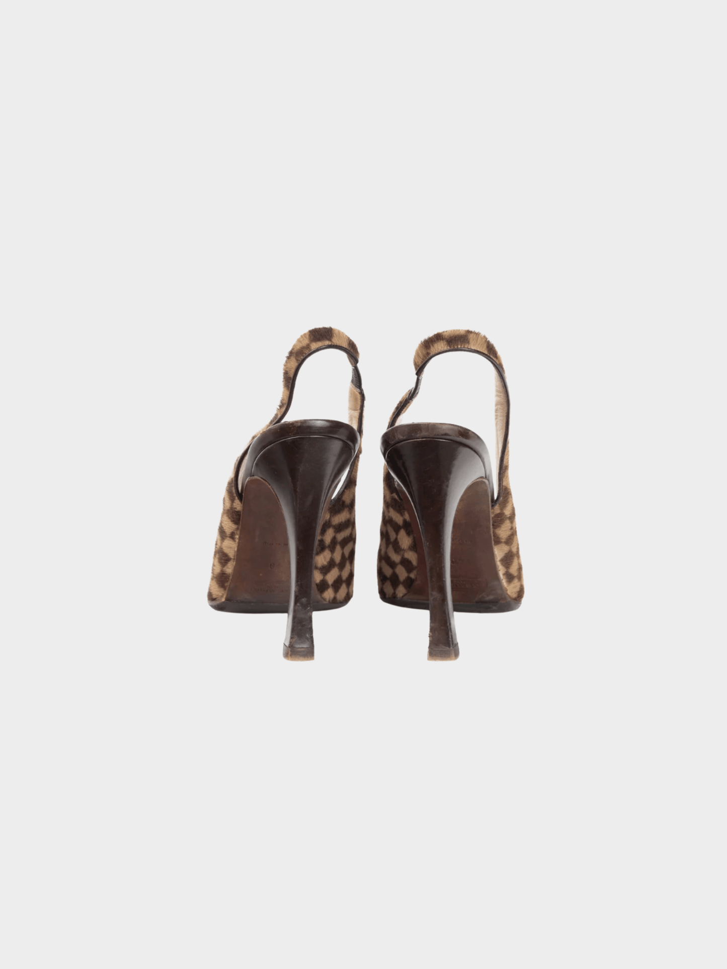 Louis Vuitton 1999 Brown Damier Ebene Calf-Hair Slingback Pumps