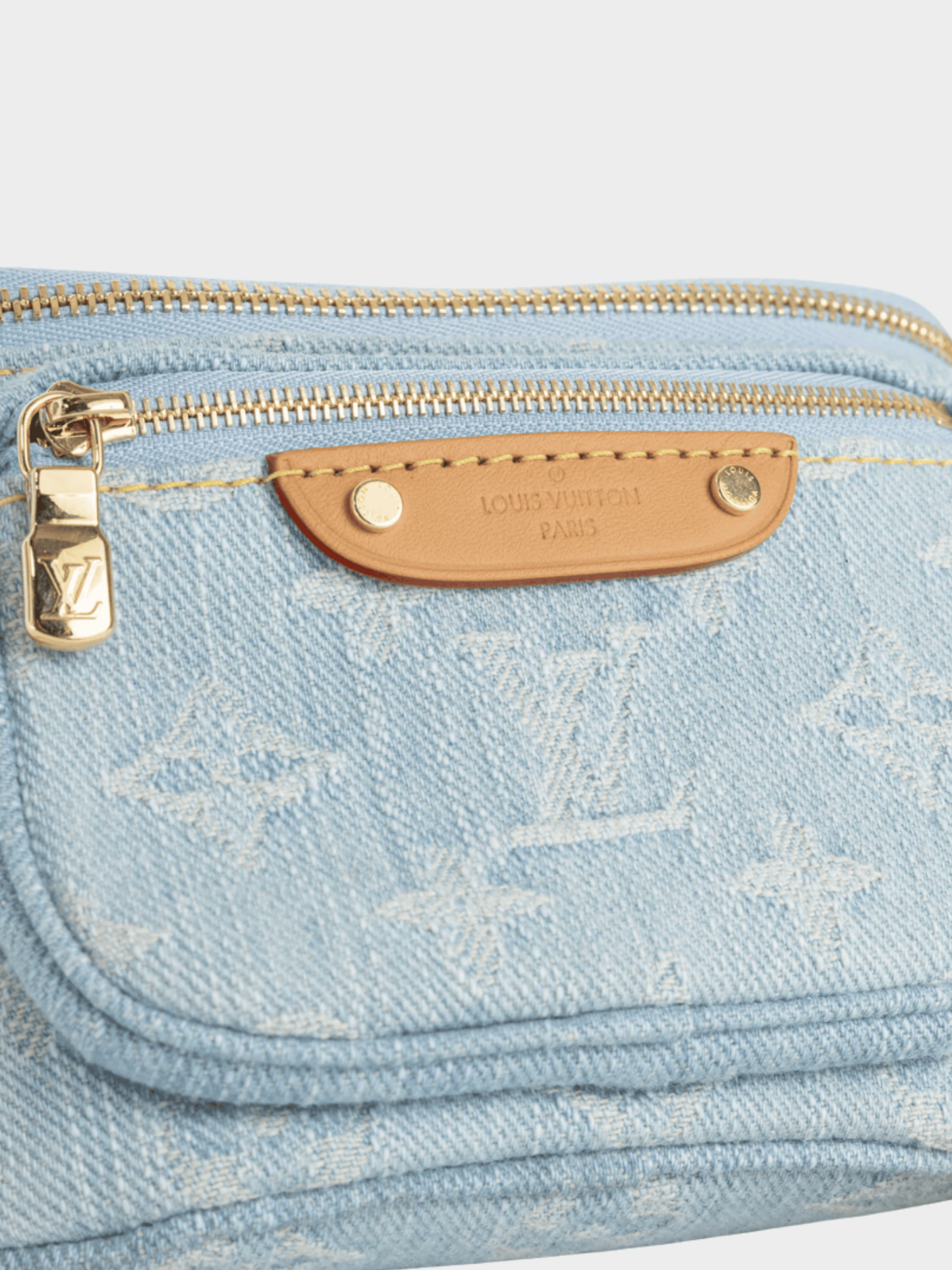 Louis Vuitton 2010s Sky Blue Monogram Denim Mini Bumbag