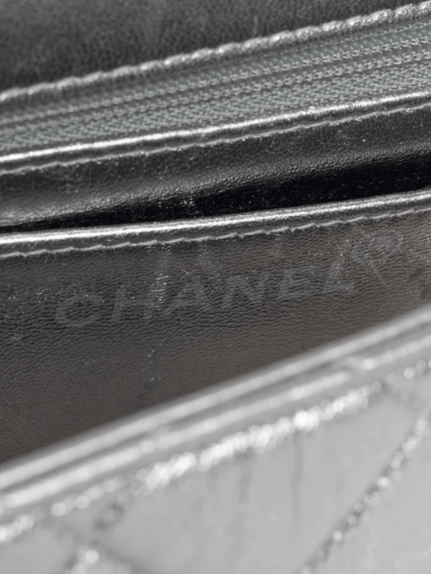 Chanel 2000s Metallic Silver Quilted Leather Mini Handbag