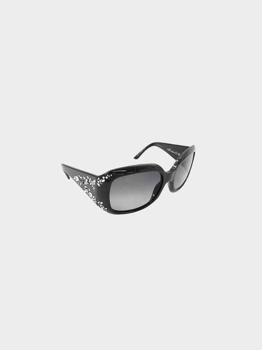 Christian Dior 2010s Black Crystal Embellished Sunglasses