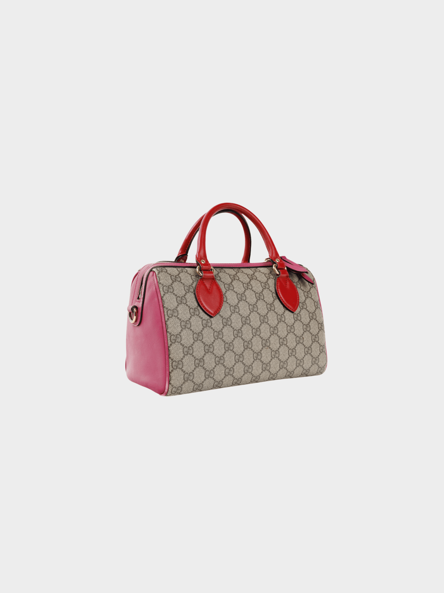 Gucci 2000s Beige and Ebony Multicoloured GG Supreme Canvas Top Handle Bag