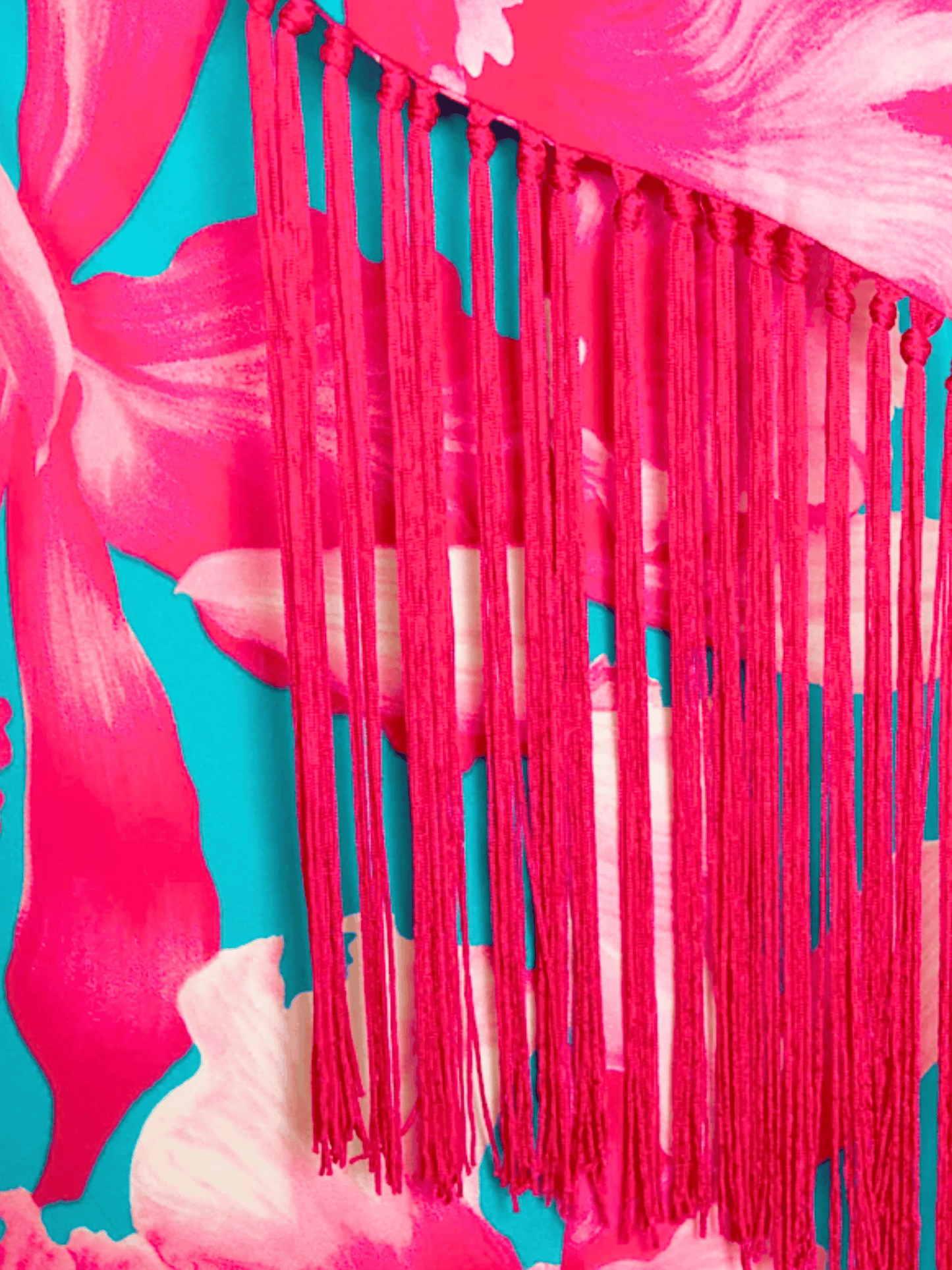 Celine SS 2004 by Michael Kors Floral Print Silk Dress with Fringed Scarf
