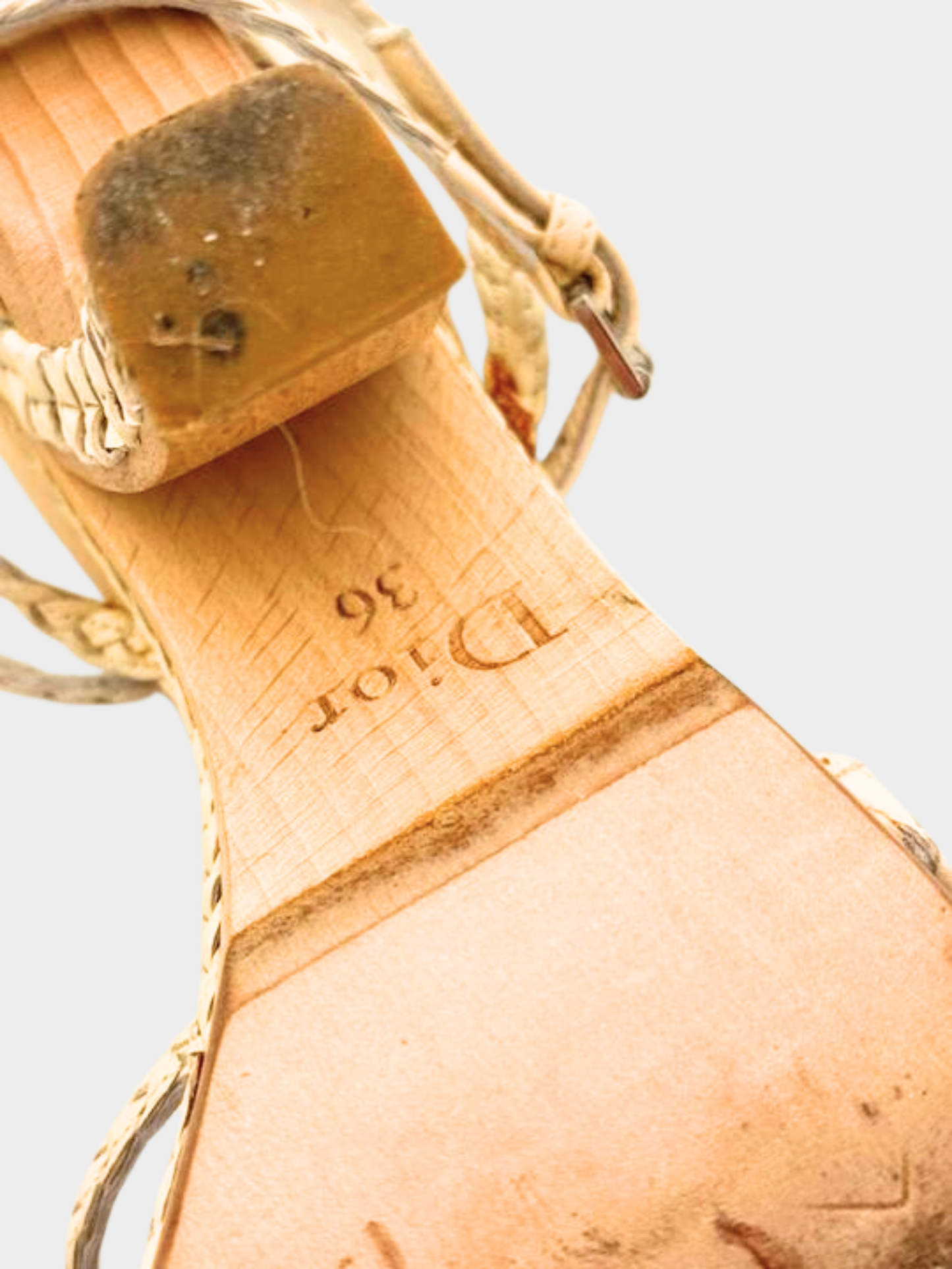 Christian Dior 2000s Beige Leather Braided Wood Heels