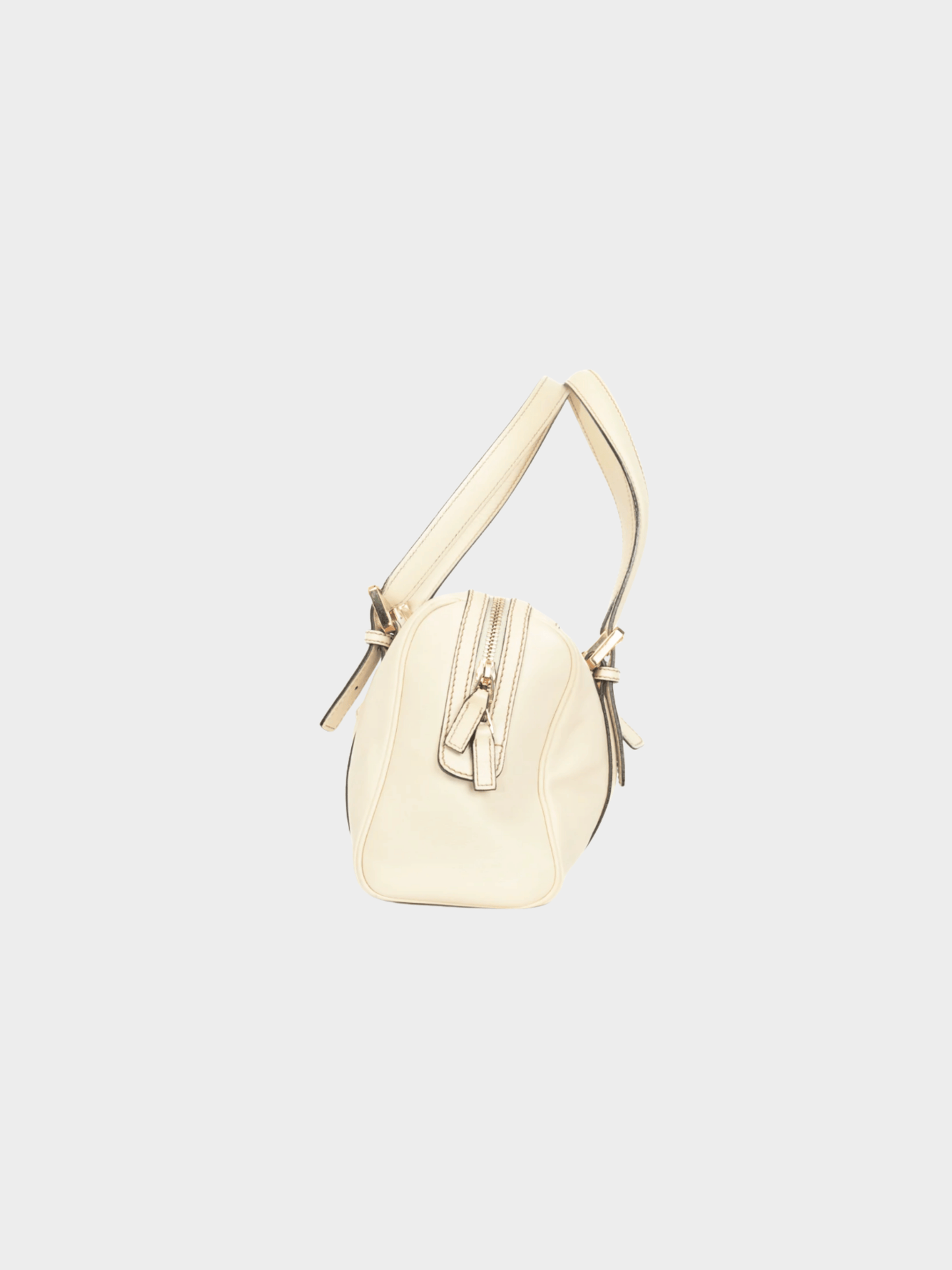 Gucci 2000s Boston Britt Small White Leather GG Handbag