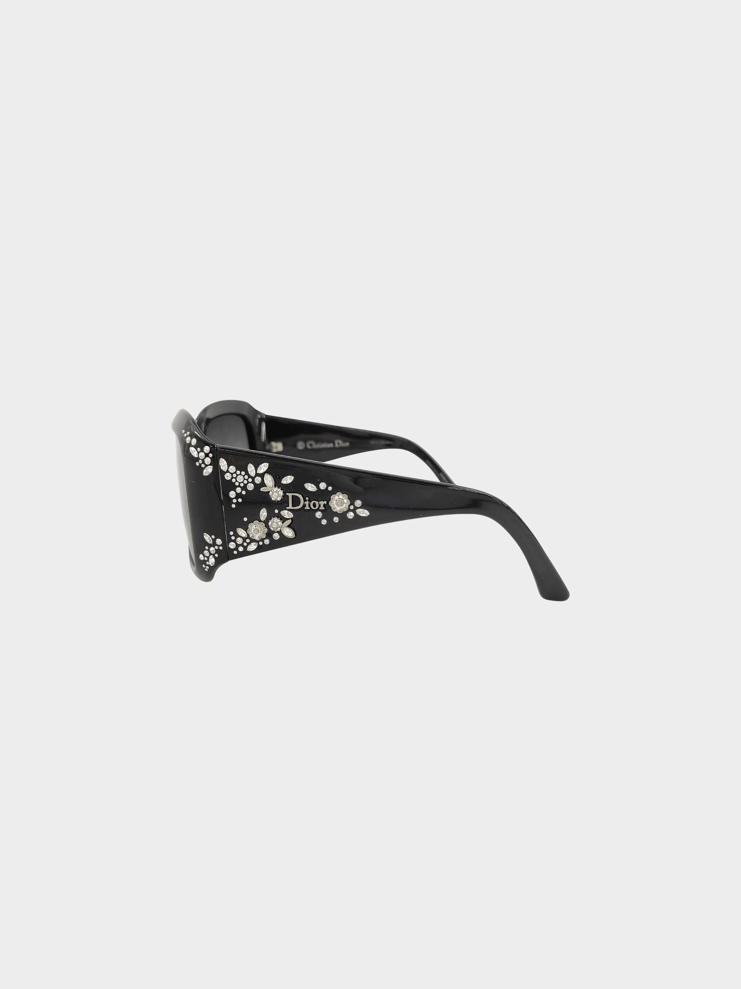 Christian Dior 2010s Black Crystal Embellished Sunglasses