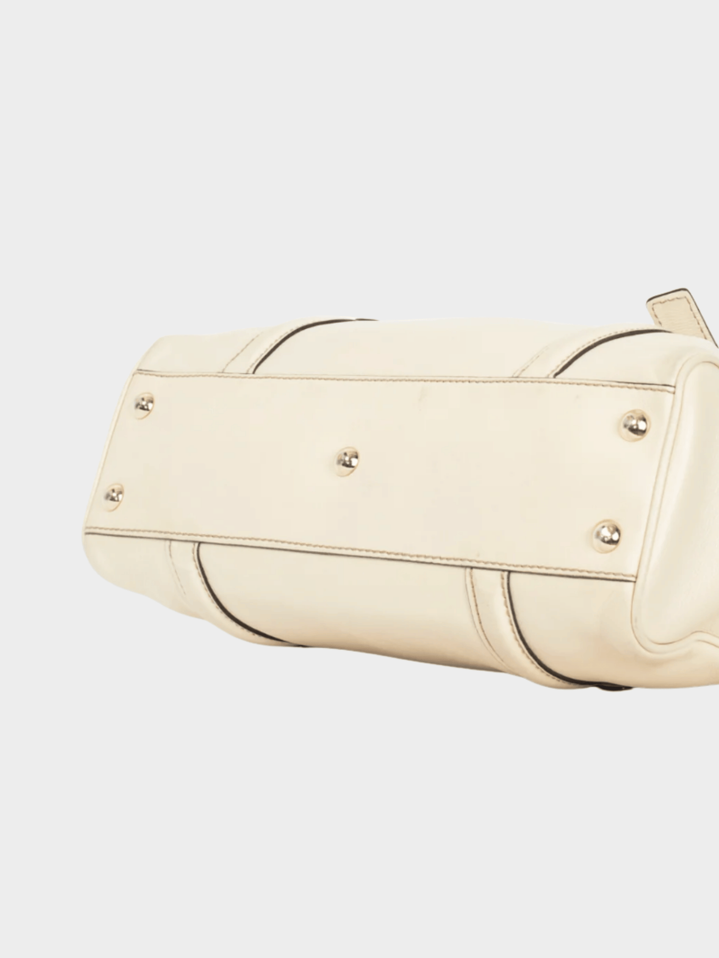 Gucci 2000s Boston Britt Small White Leather GG Handbag