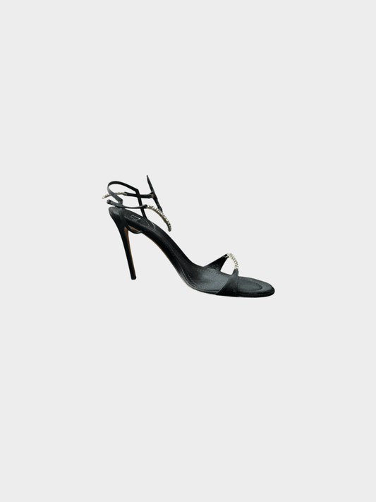 Christian Dior 2000s Black Satin Crystal Heels