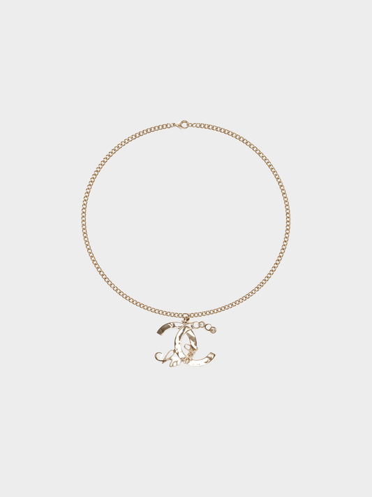 Chanel 2010s Gold Metal CC Logo Necklace