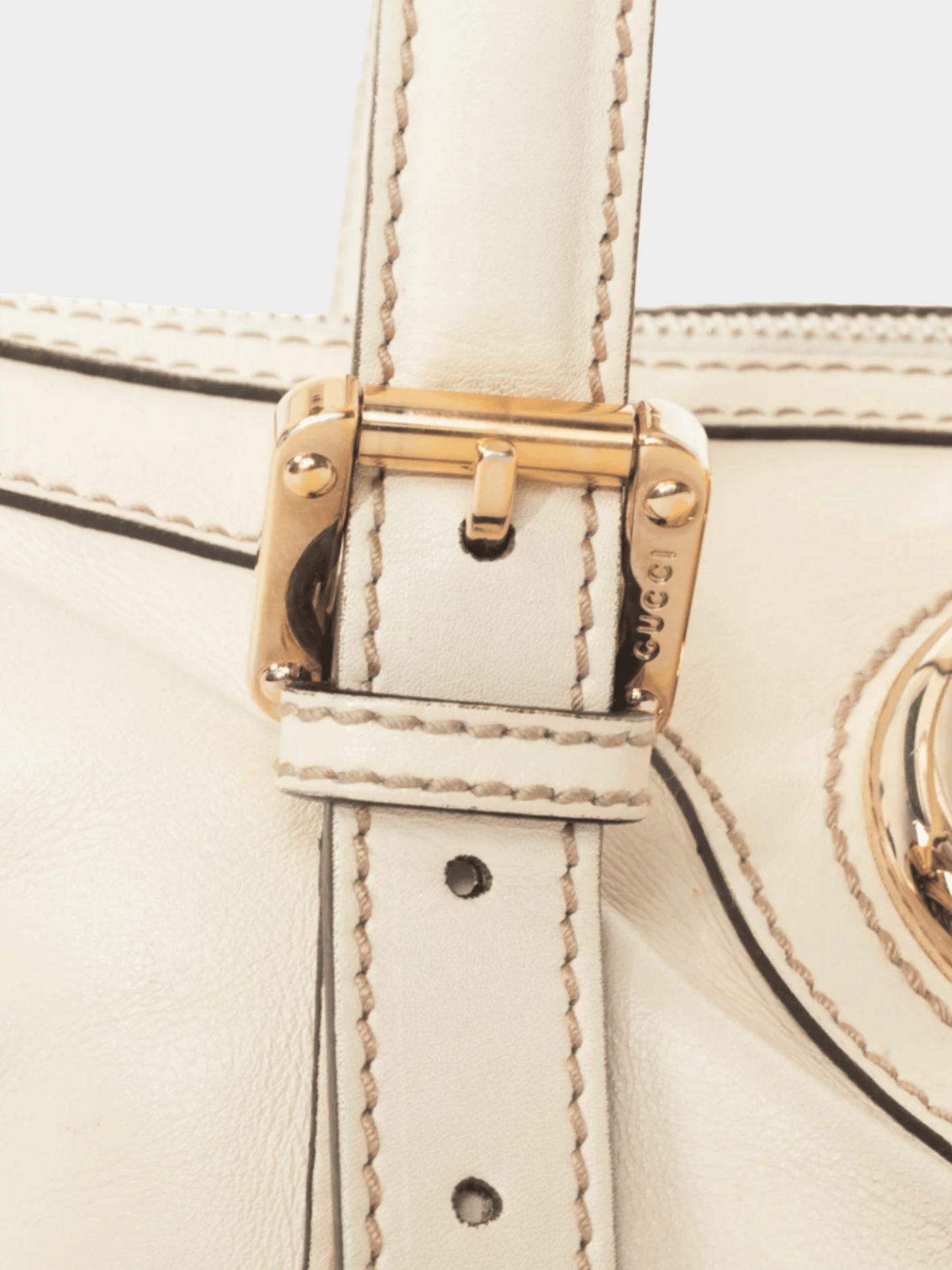 Gucci 2000s Boston Britt Small White Leather GG Handbag