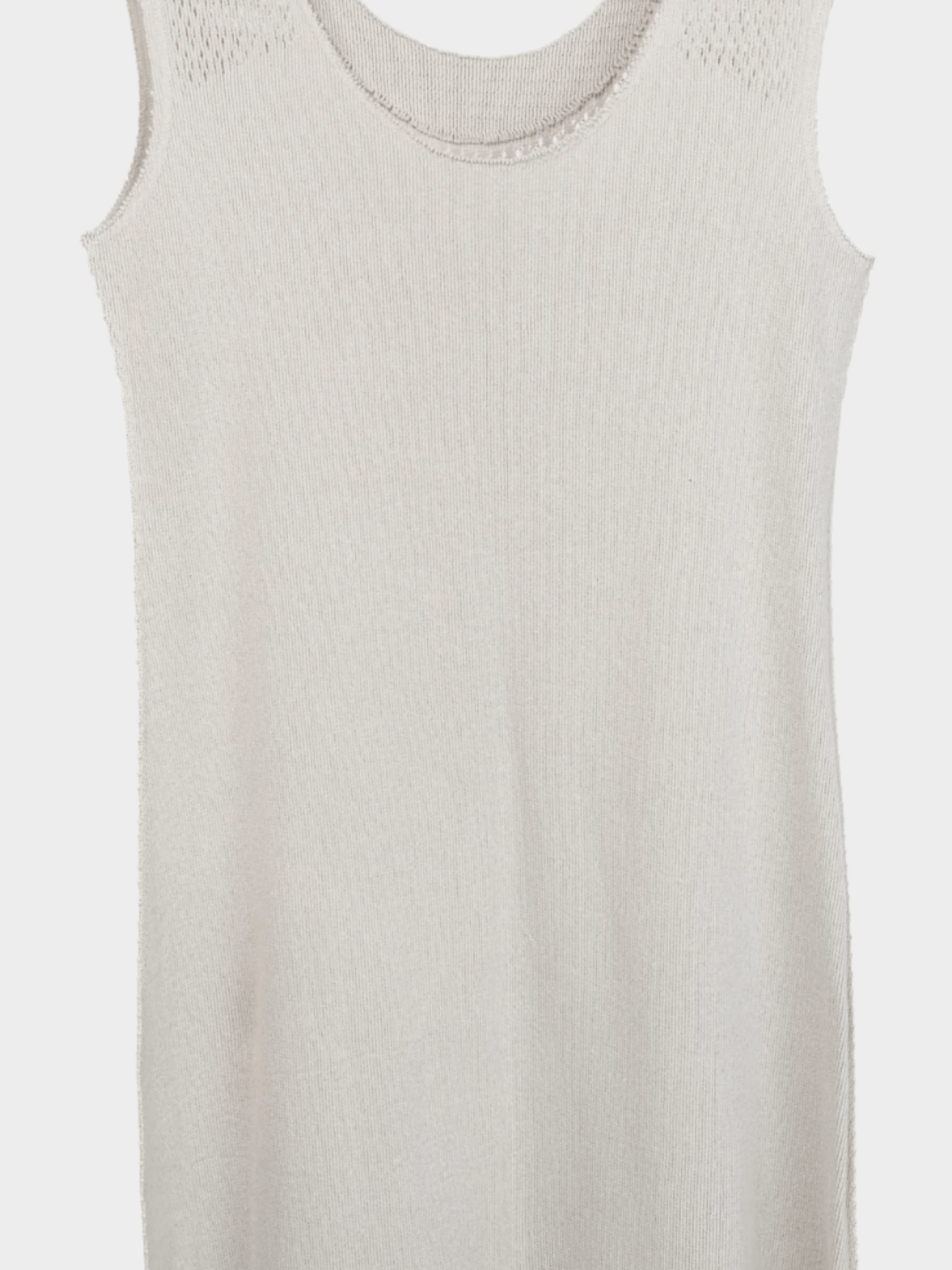 Issey Miyake Fete 2000s Grey Mesh-Knit Fringe-Hem Maxi Dress