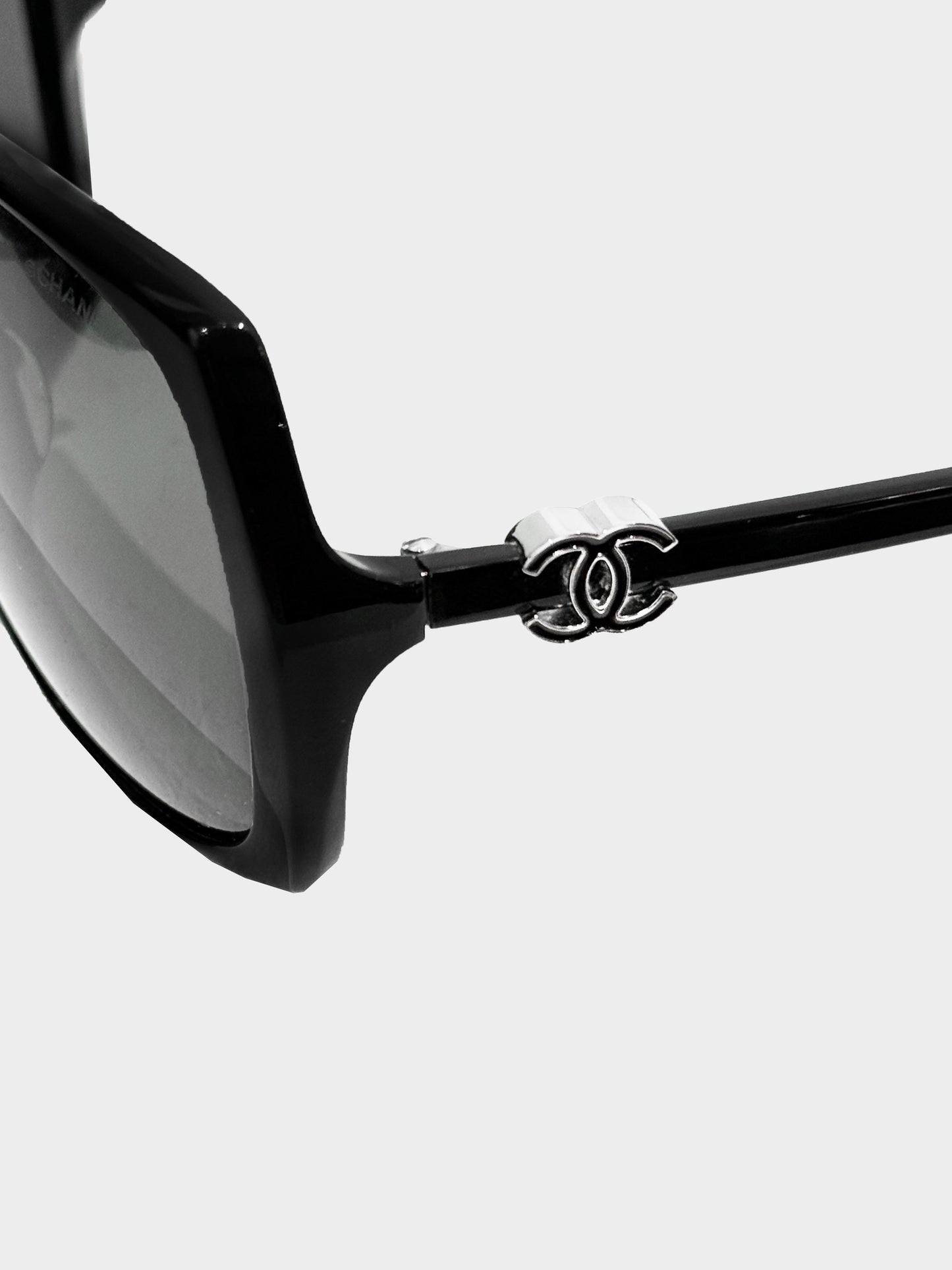 Chanel 2000s Black CC 5216-A Oversized Sunglasses