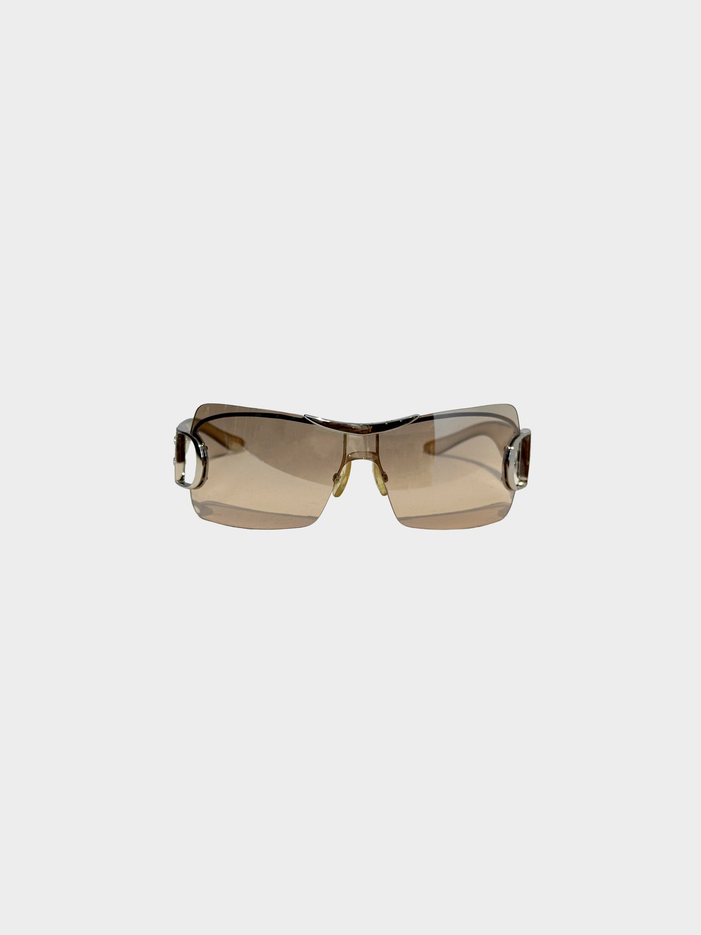 Christian Dior Early 2000s Brown Airspeed Rimless Sunglasses
