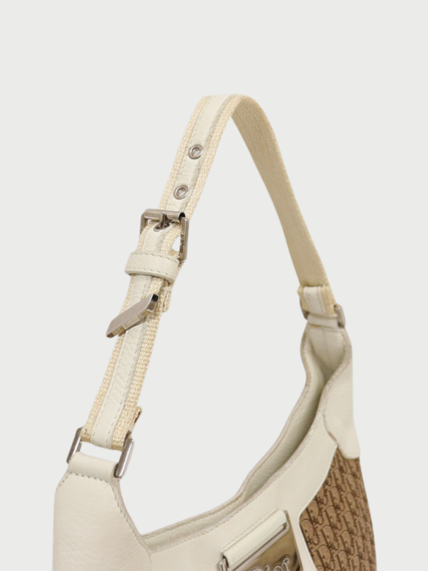 Christian Dior 2006 Beige White Trotter Canvas Street Chic One-Shoulder Bag