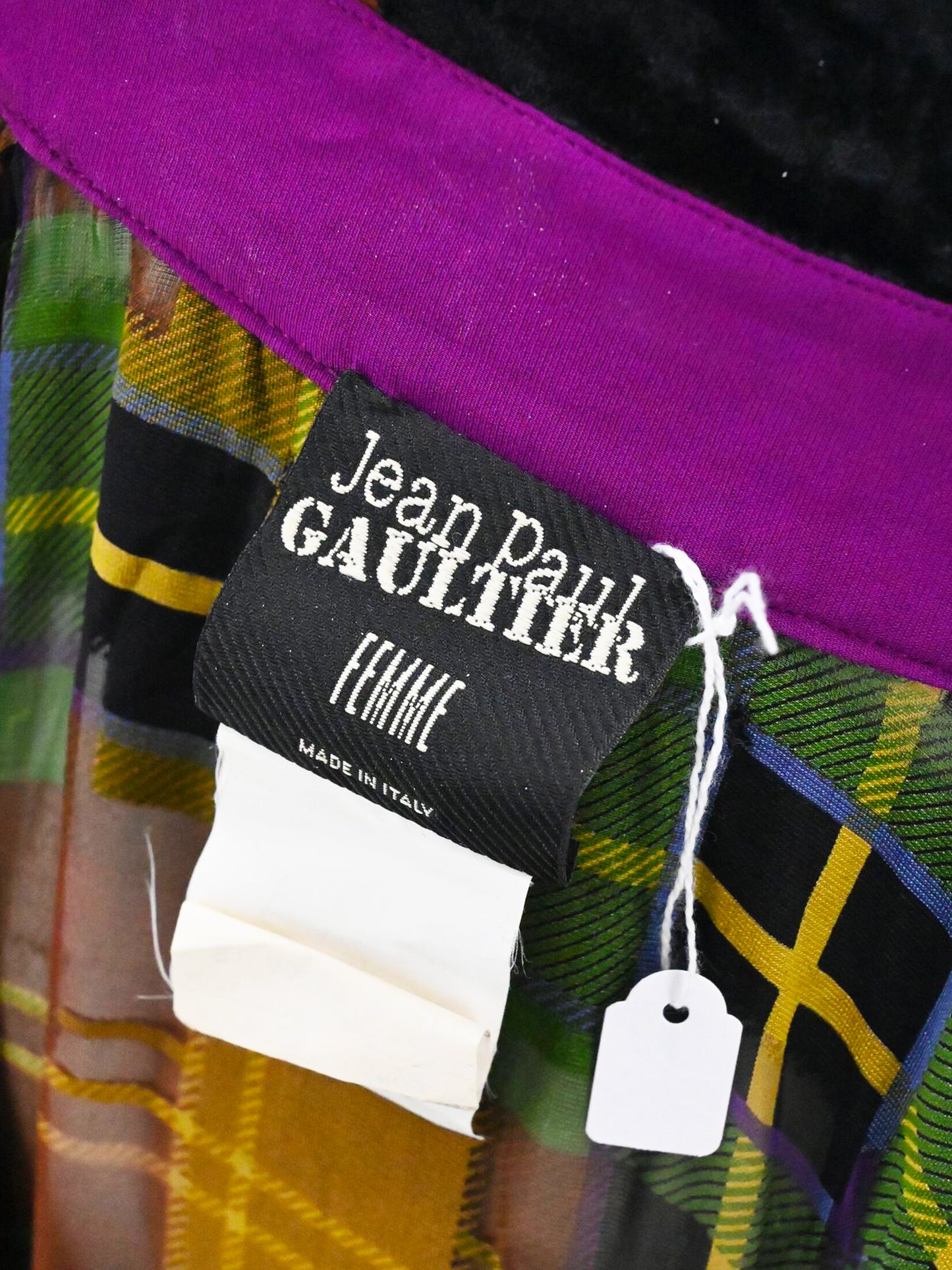 Jean Paul Gaultier FW 2007-2008 Black Velvet and Multicolor Tartan Shirt Dress
