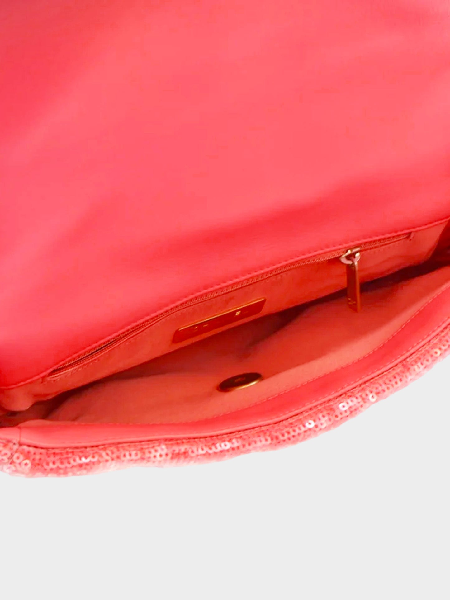 Chanel 2020-2021 19' Coral Pink Sequins Quilted Small Flap Bag