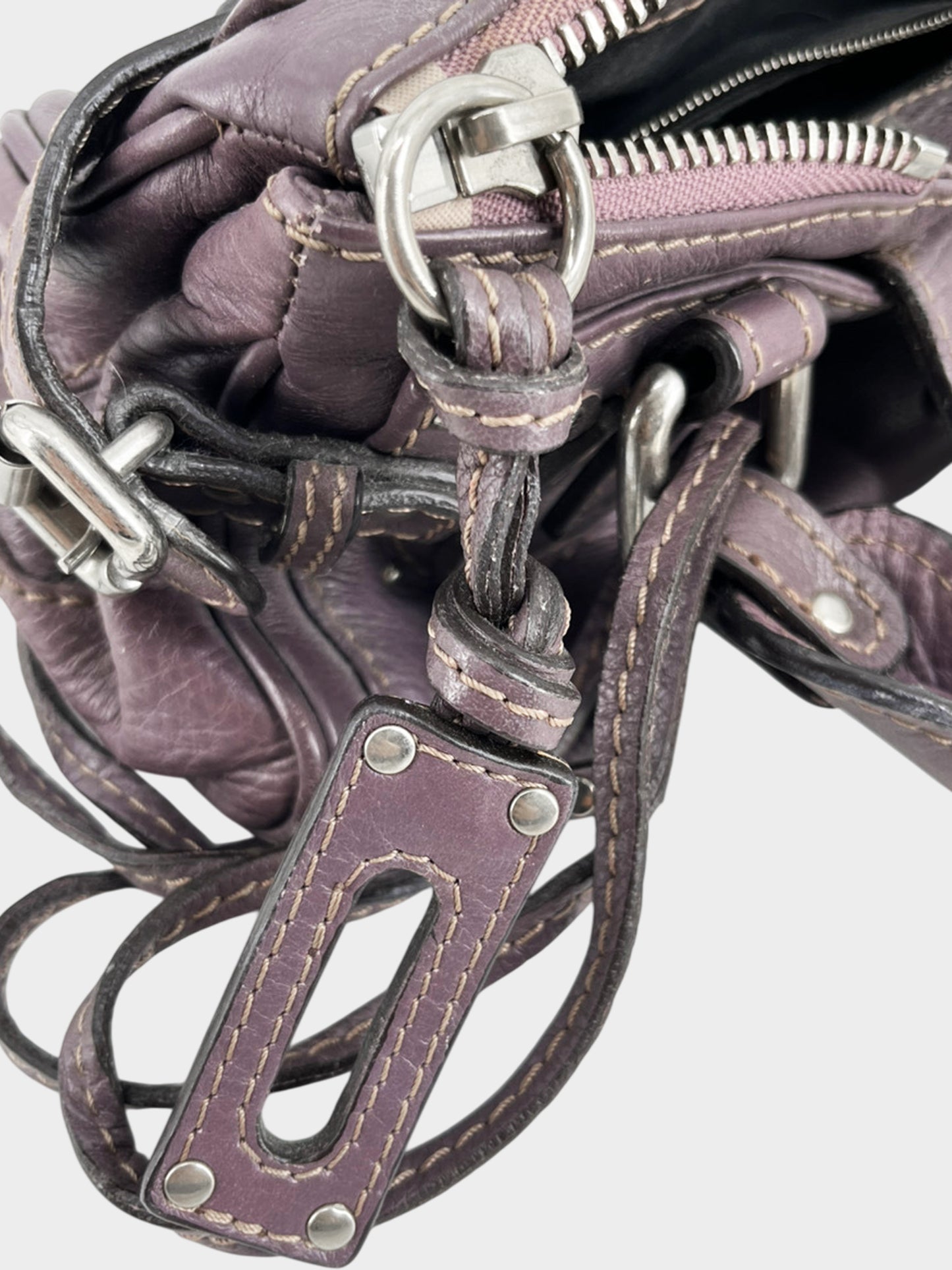 Chloe 2000s Purple Leather Paddington Bag