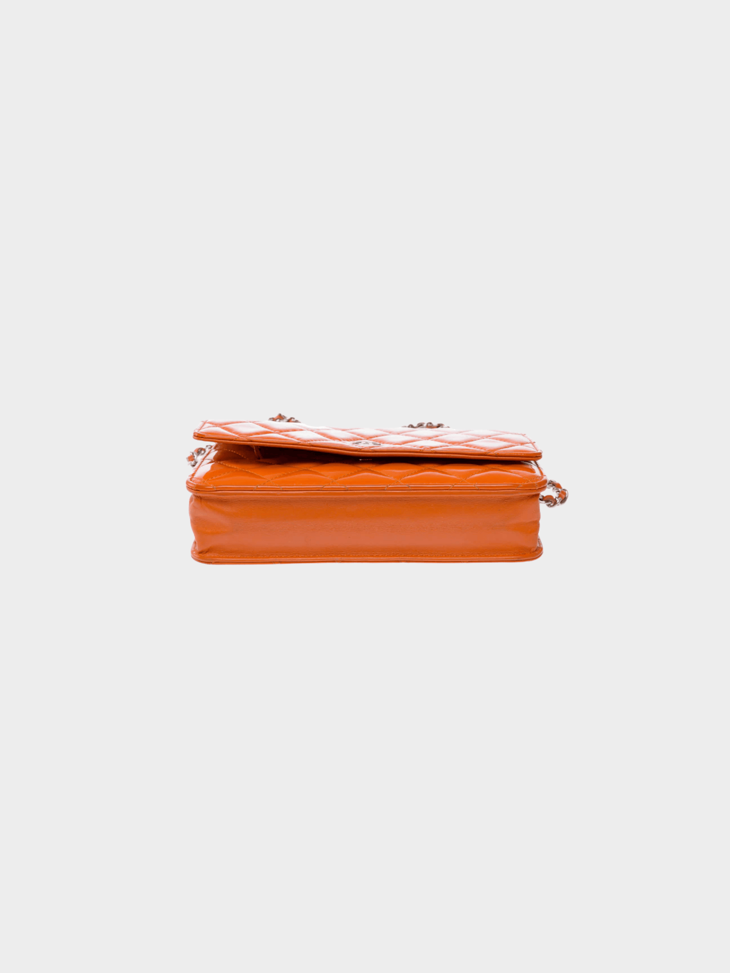 Chanel 2014 Orange Quilted Patent Leather Classic WOC Clutch Bag