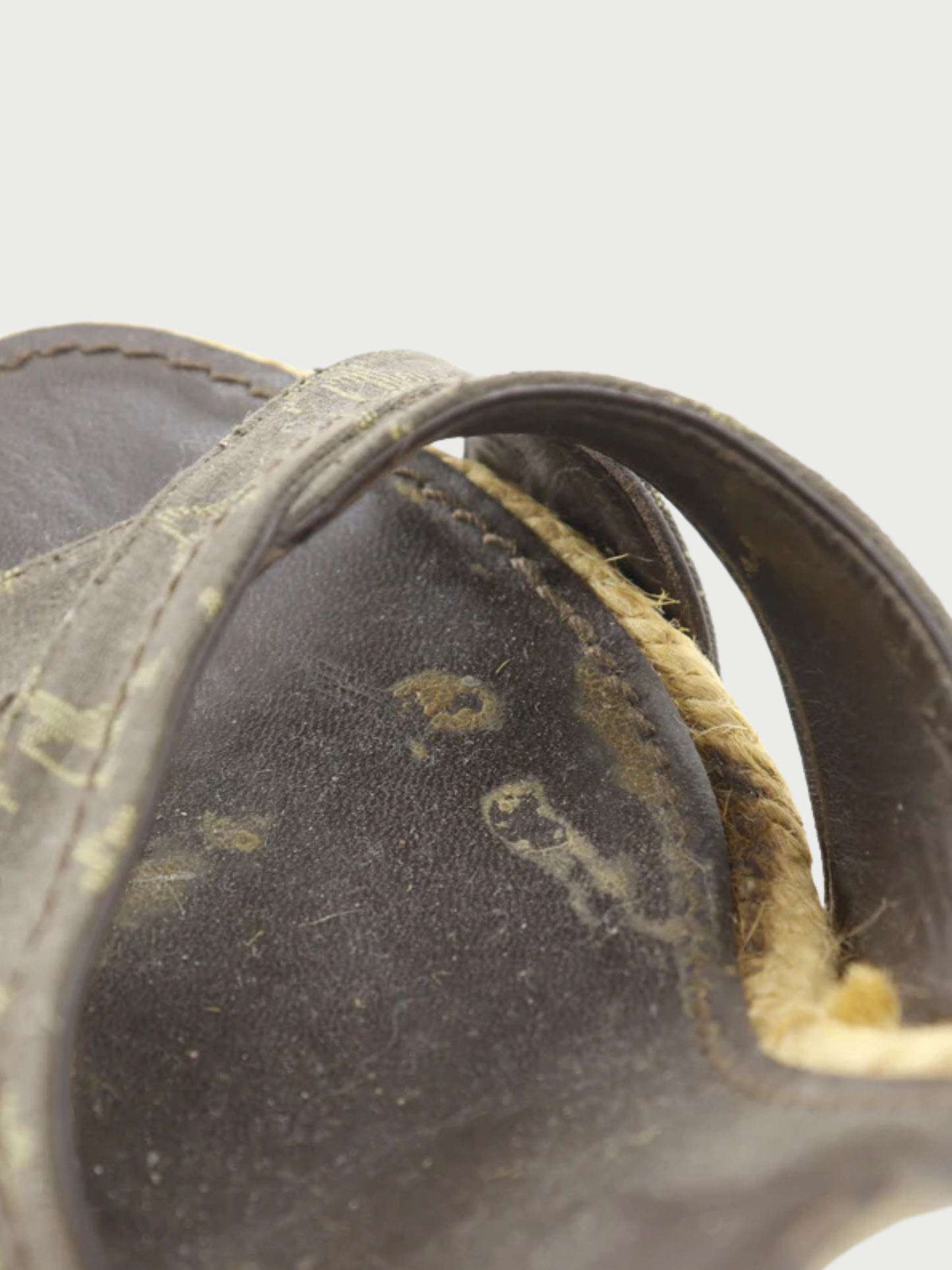 Louis Vuitton 2000s Brown Cotton Monogram Wedge Sandals