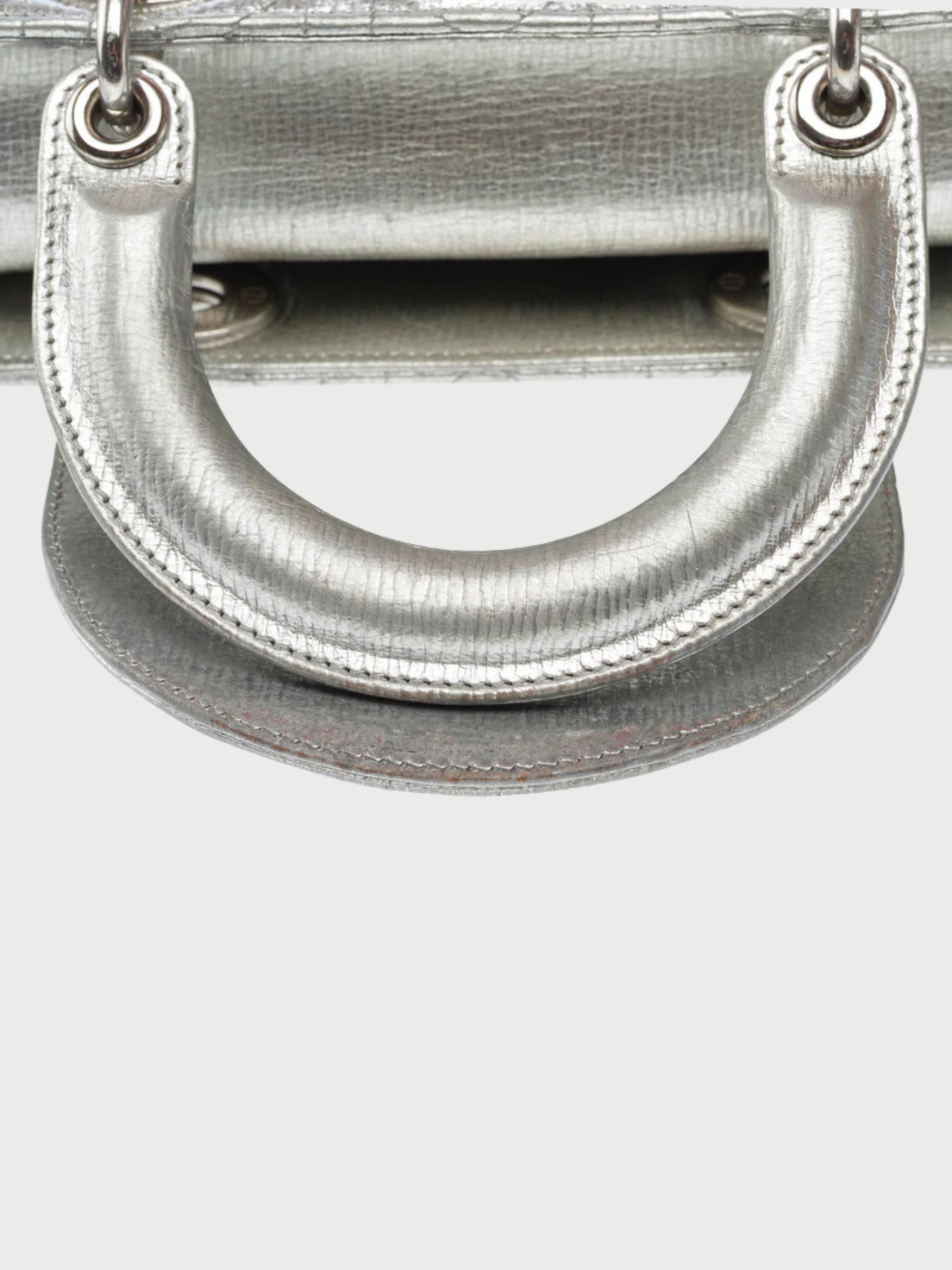 Christian Dior 2000s Silver Leather Lady Dior Small Bag
