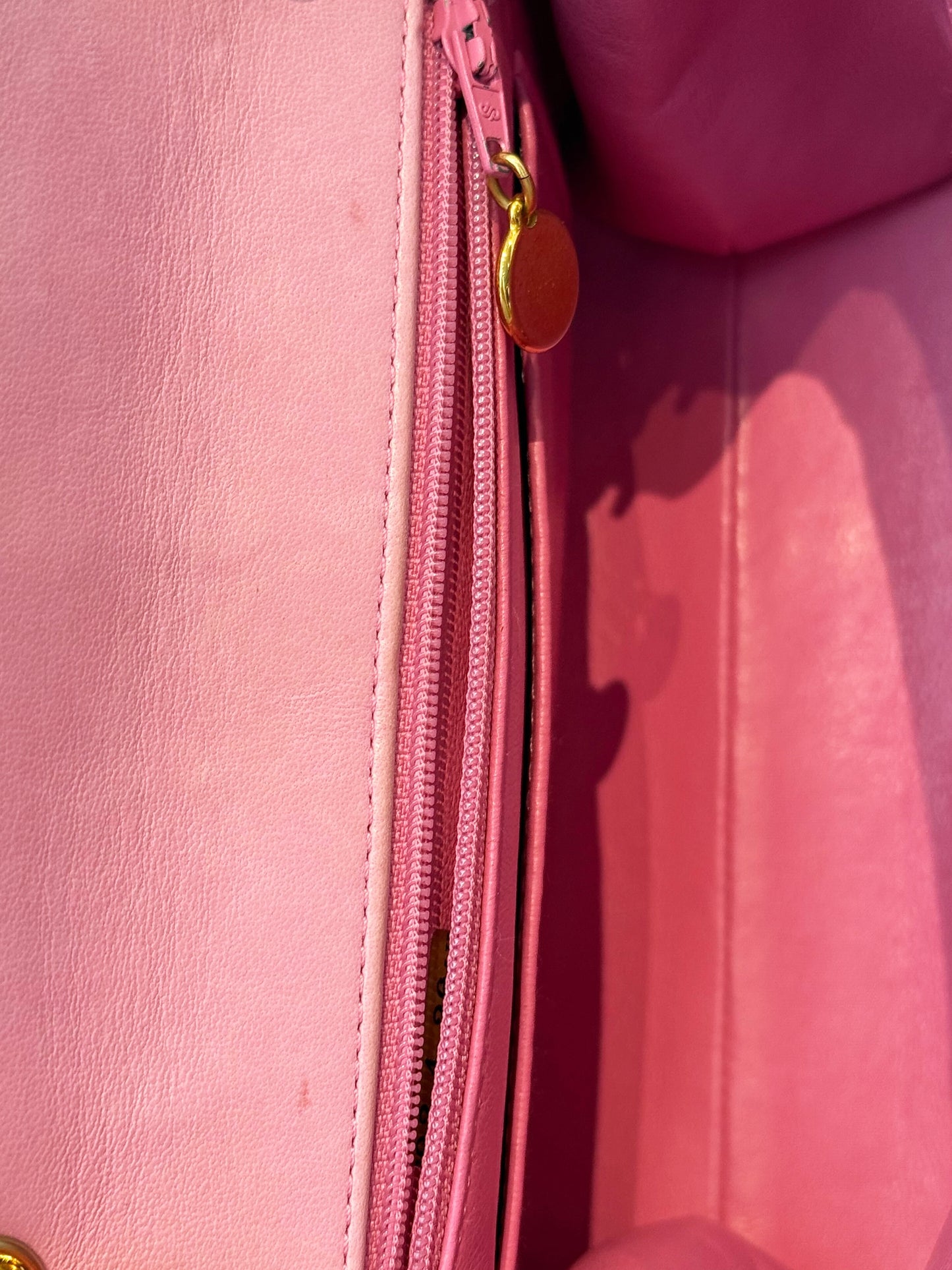 Chanel 1991-1994 Pink Canvas Stitched Flap Bag