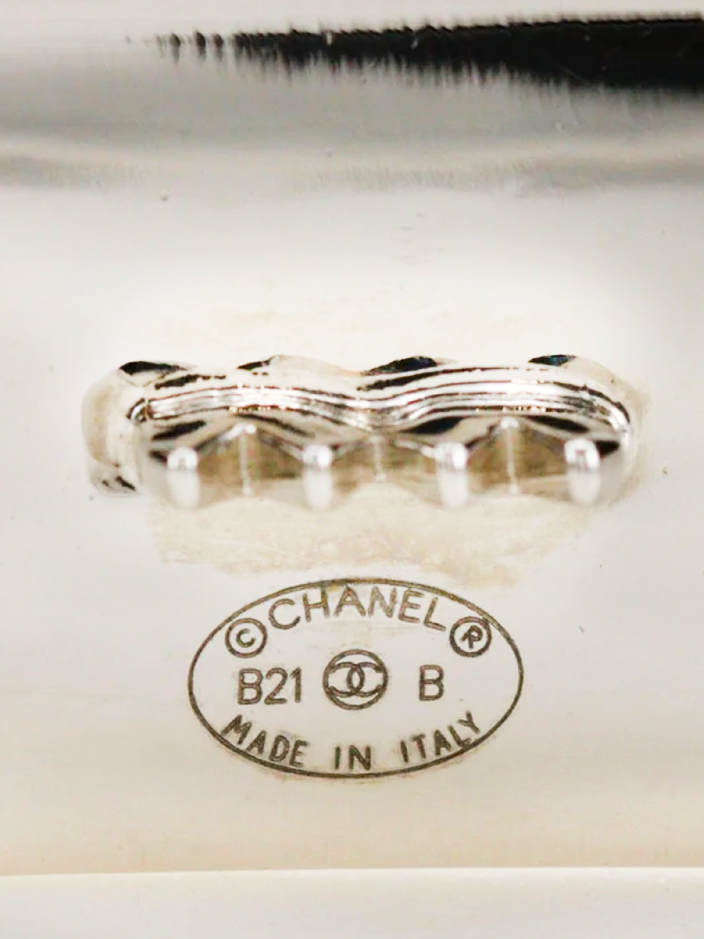 Chanel 2021 Silver Chanel Logo Barrette
