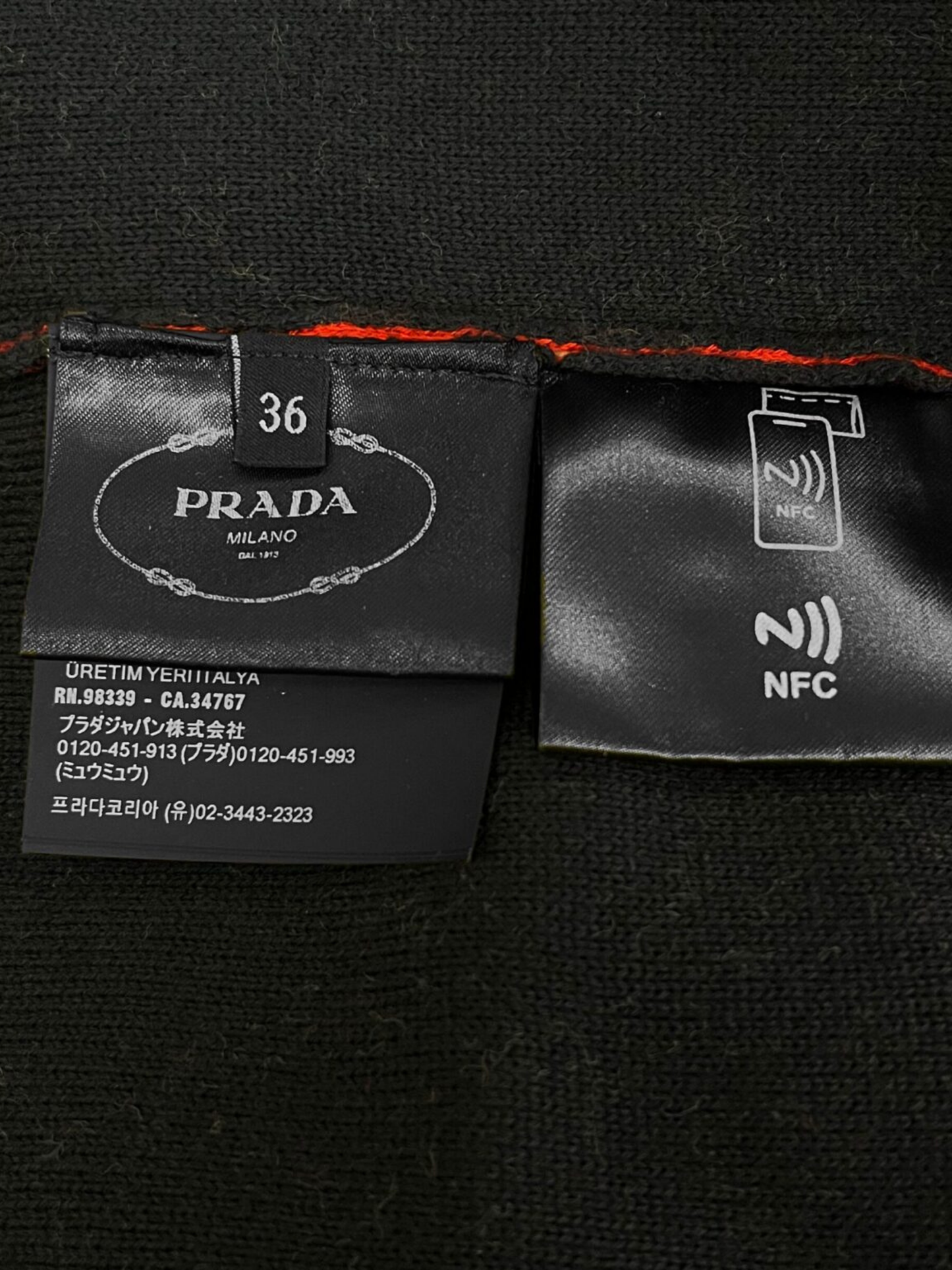 Prada 2020s Cream Navy Red Cotton Argyle Intarsia Cardigan