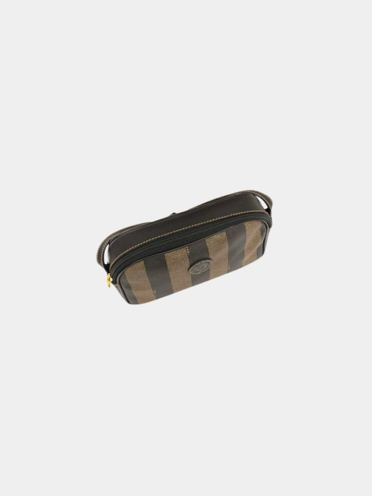 Fendi 1990s Khaki Black Pequin PVC Shoulder Bag