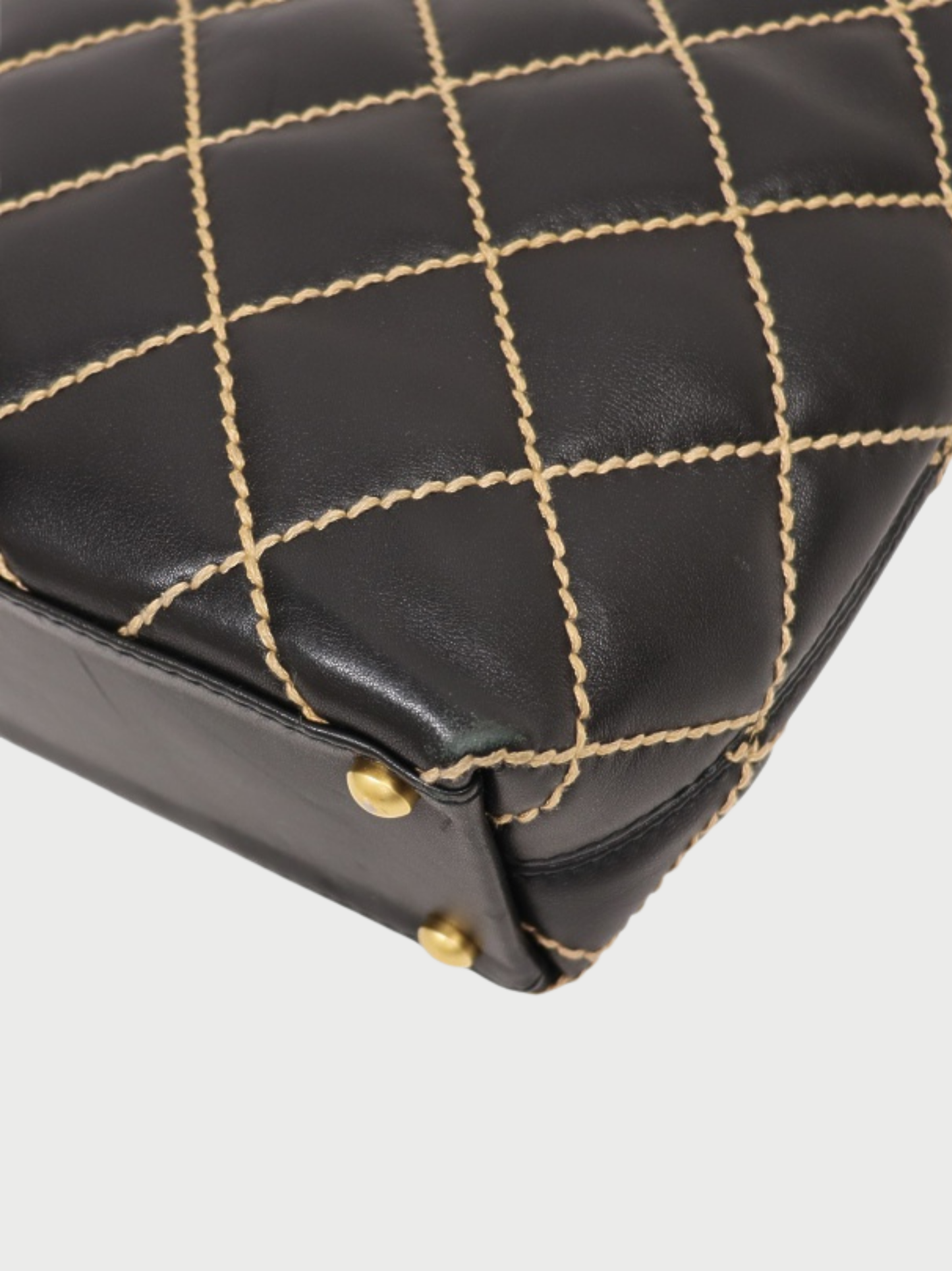Chanel 2003 Black Leather Wild Stitch Handbag