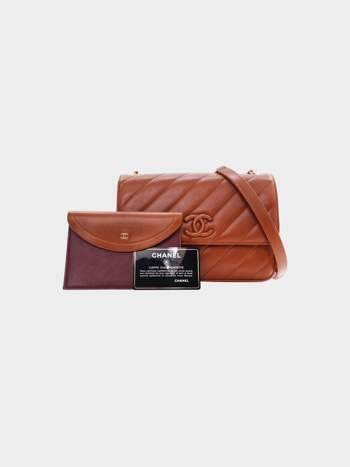 Chanel 2015-2016 Brown Lambskin Covered CC Signature Flap Bag