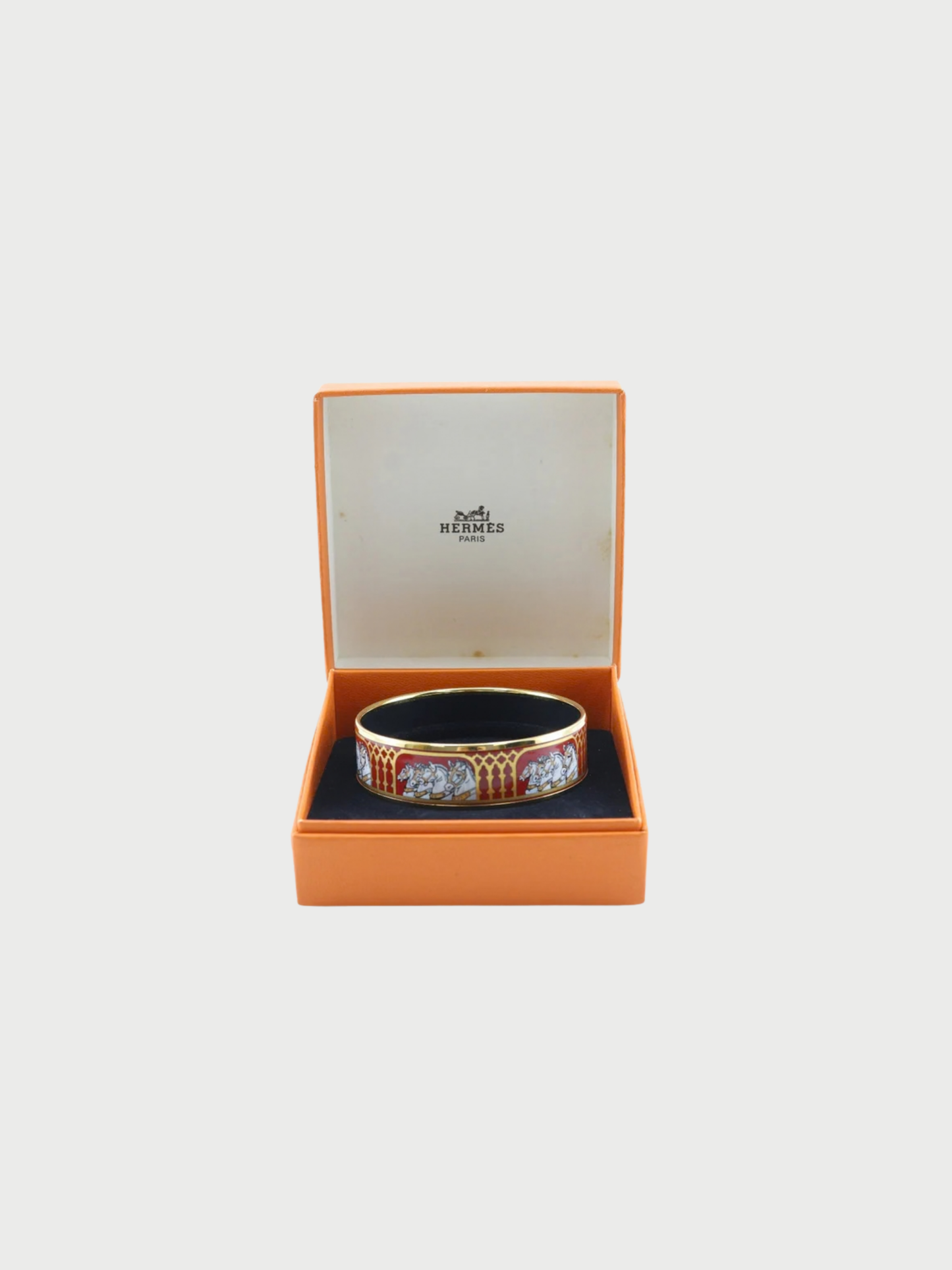 Hermès 2000s Red Gold Plated Enamel GM Bangle