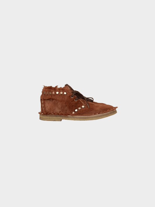 Prada FW 2017 Brown Pony Fur Ankle Boots